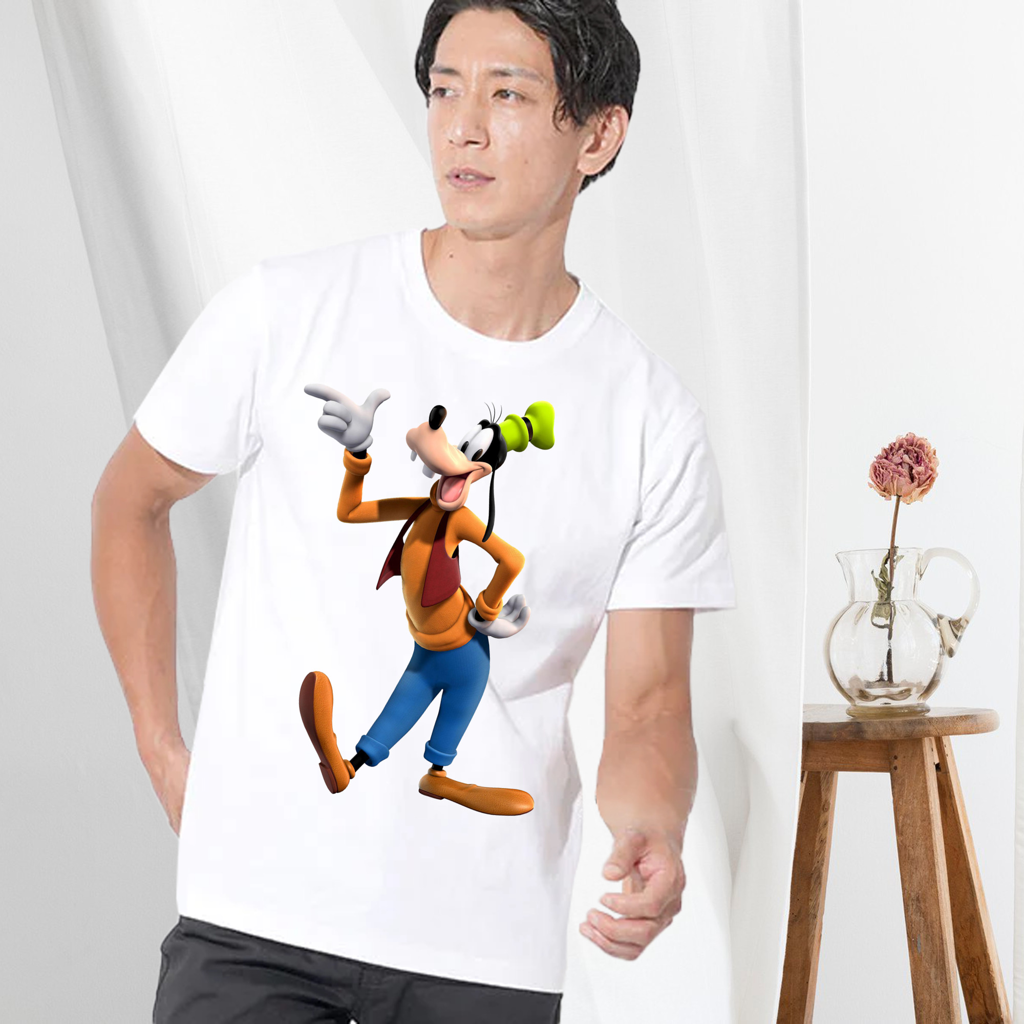 ミッキーマウス Mickey Mouse 綿100％ メンズ半袖Tシャツ｜肌触りやわらか＆通気性