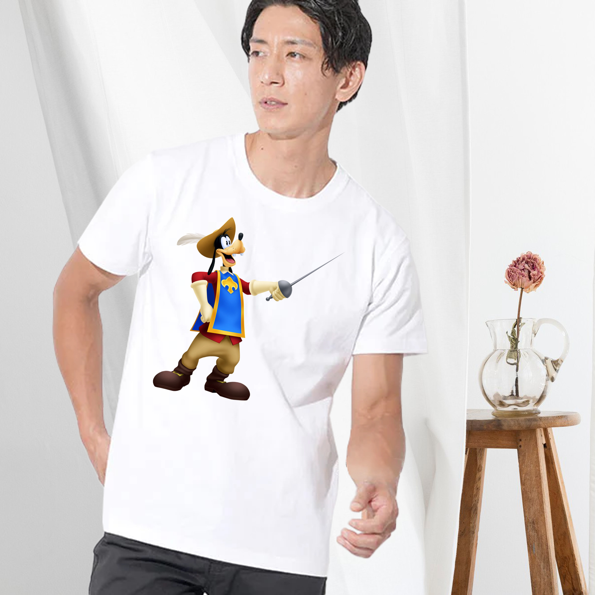 ミッキーマウス Mickey Mouse 綿100％ メンズ半袖Tシャツ｜肌触りやわらか＆通気性
