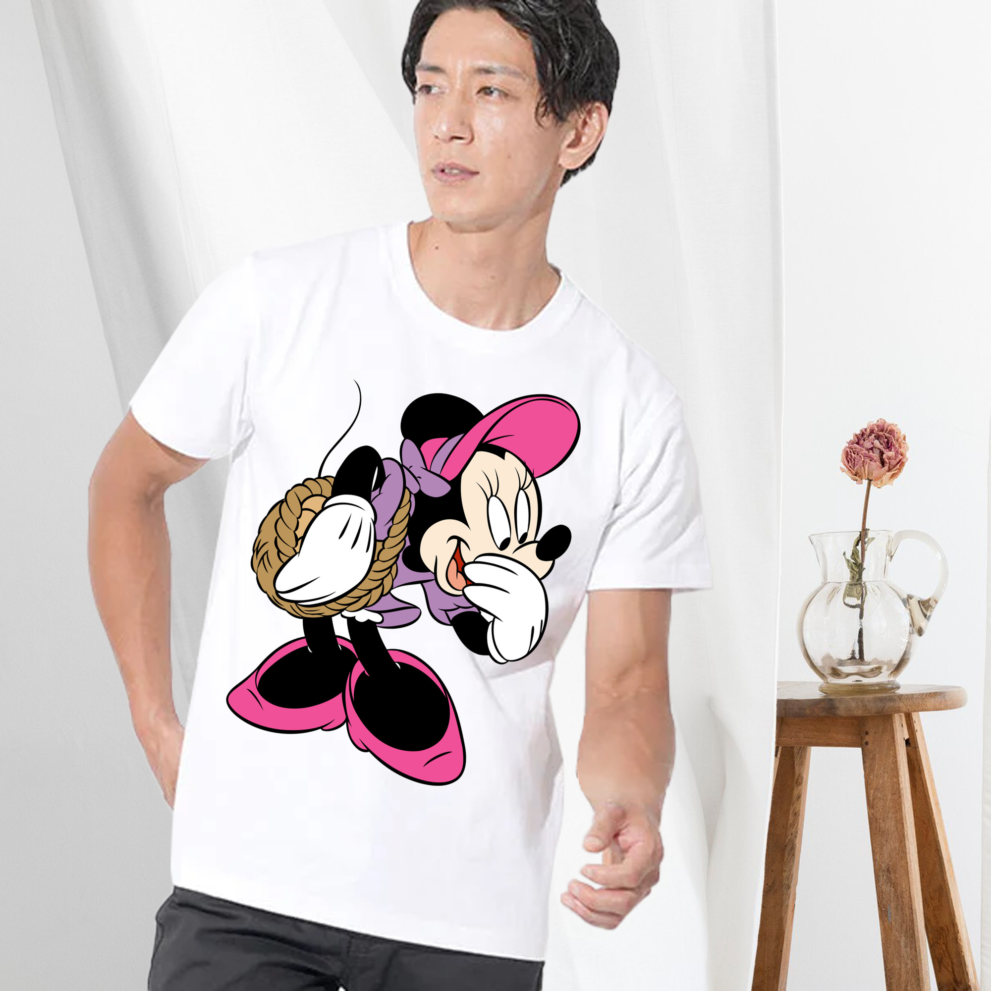 ミッキーマウス Mickey Mouse 綿100％ メンズ半袖Tシャツ｜肌触りやわらか＆通気性