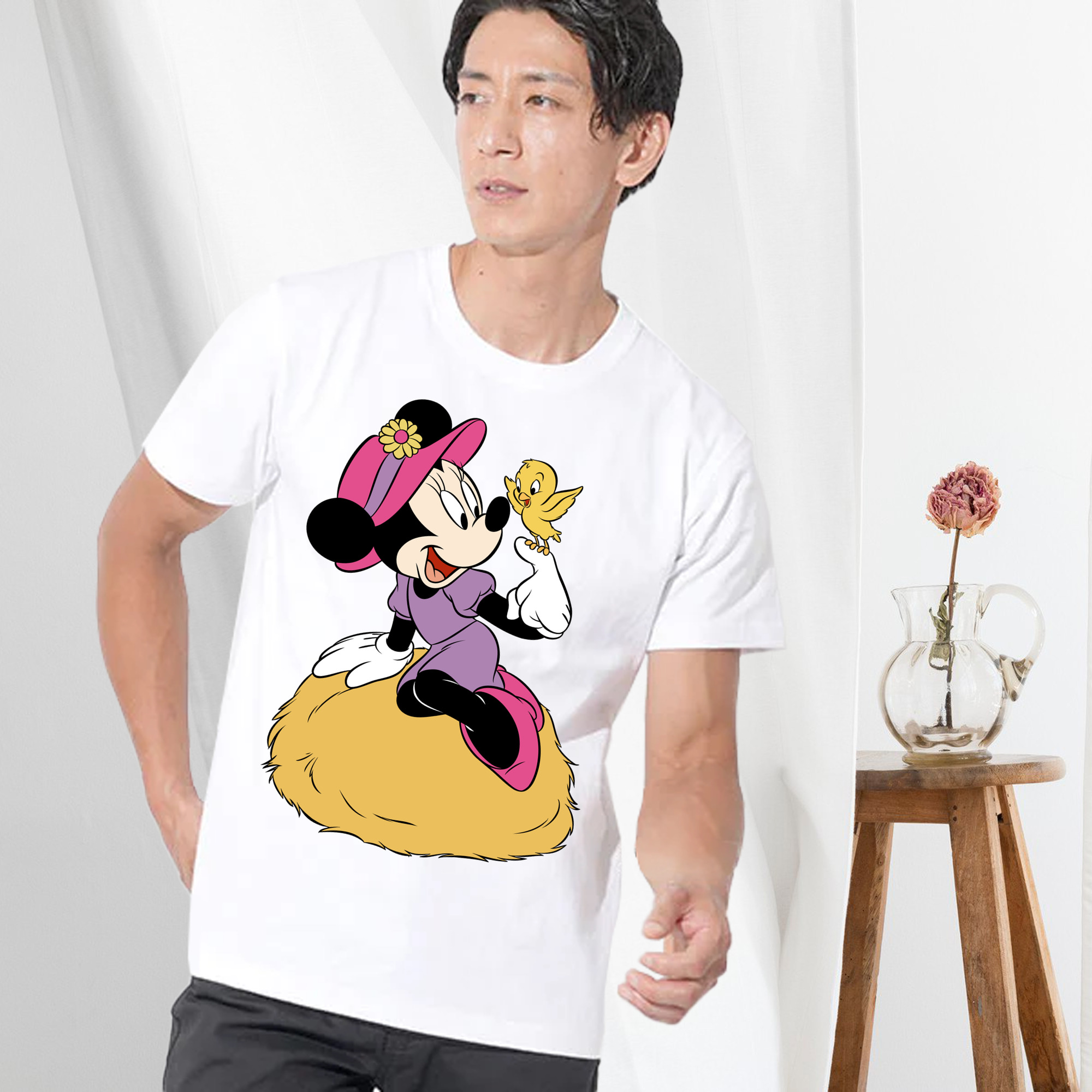ミッキーマウス Mickey Mouse 綿100％ メンズ半袖Tシャツ｜肌触りやわらか＆通気性