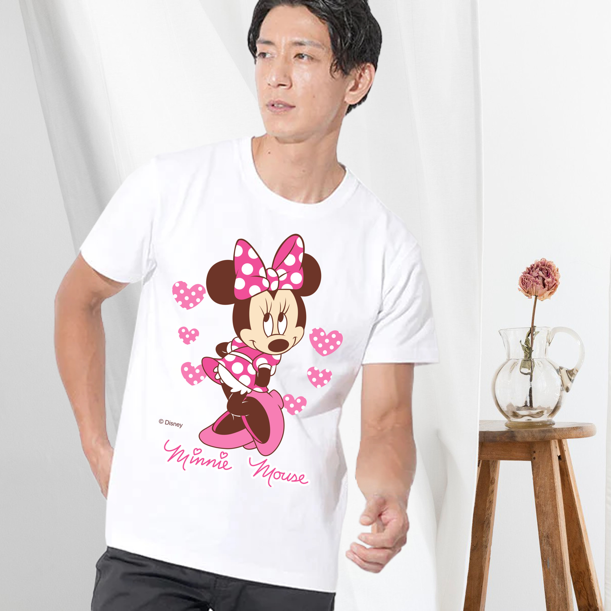 ミッキーマウス Mickey Mouse 綿100％ メンズ半袖Tシャツ｜肌触りやわらか＆通気性