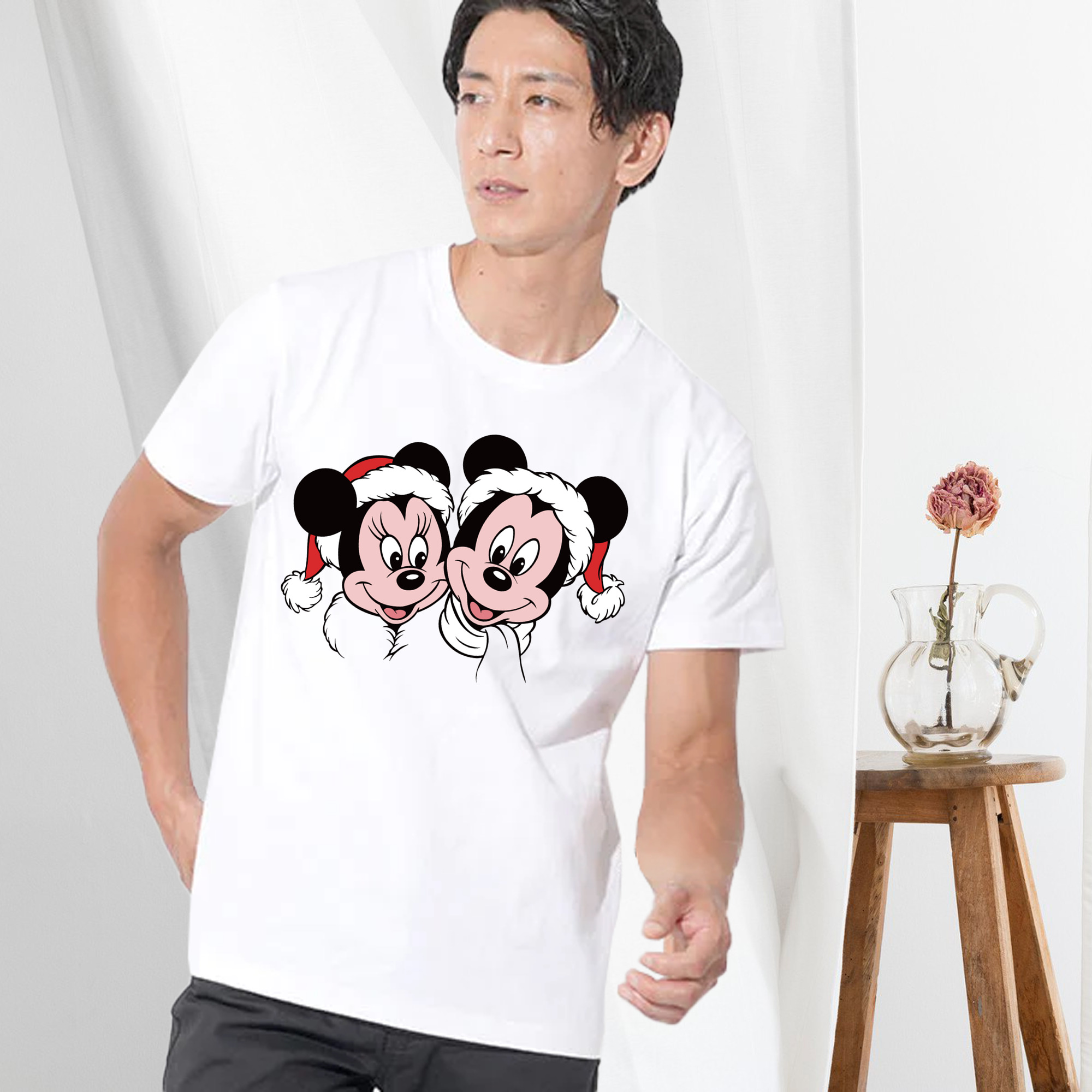 ミッキーマウス Mickey Mouse 綿100％ メンズ半袖Tシャツ｜肌触りやわらか＆通気性