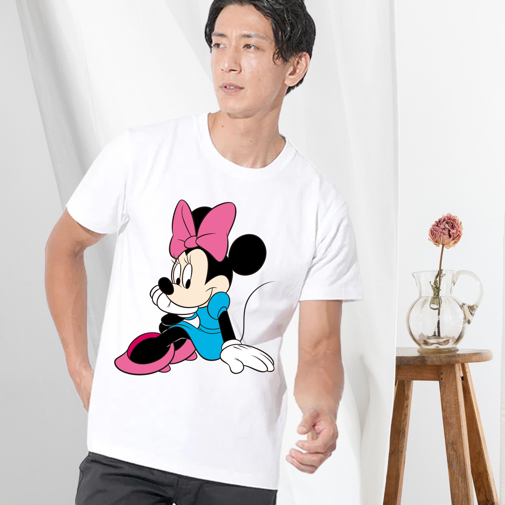 ミッキーマウス Mickey Mouse 綿100％ メンズ半袖Tシャツ｜肌触りやわらか＆通気性