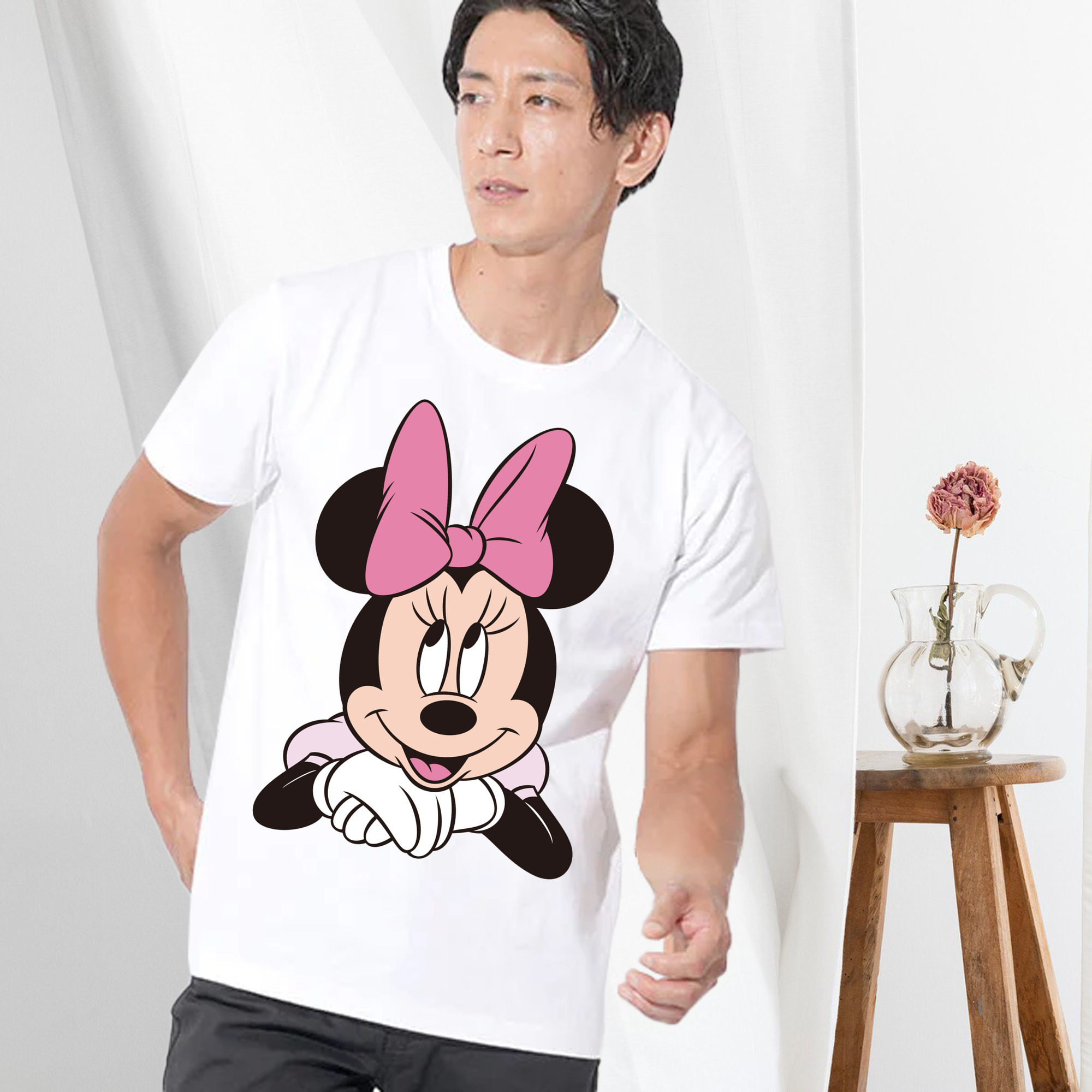 ミッキーマウス Mickey Mouse 綿100％ メンズ半袖Tシャツ｜肌触りやわらか＆通気性