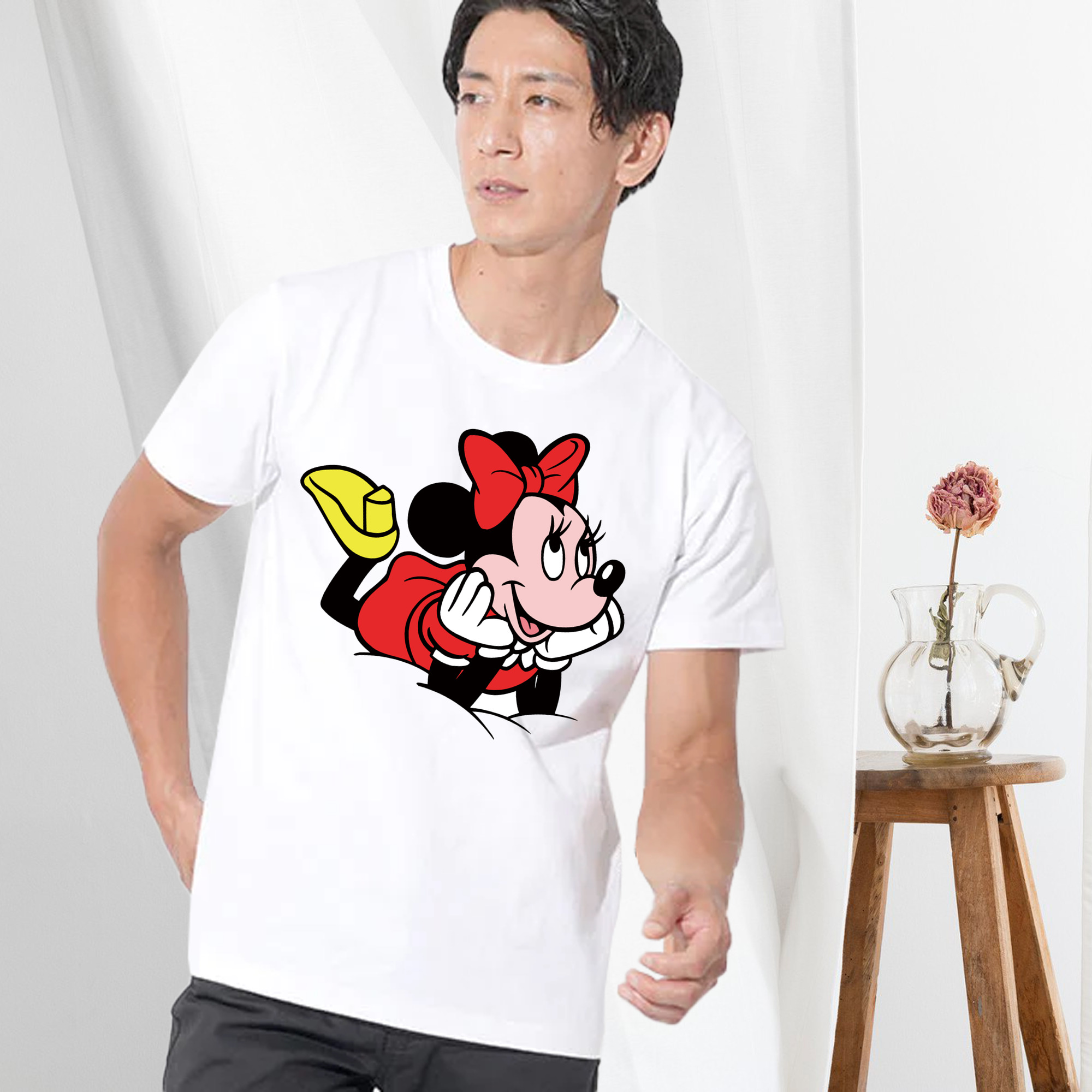 ミッキーマウス Mickey Mouse 綿100％ メンズ半袖Tシャツ｜肌触りやわらか＆通気性