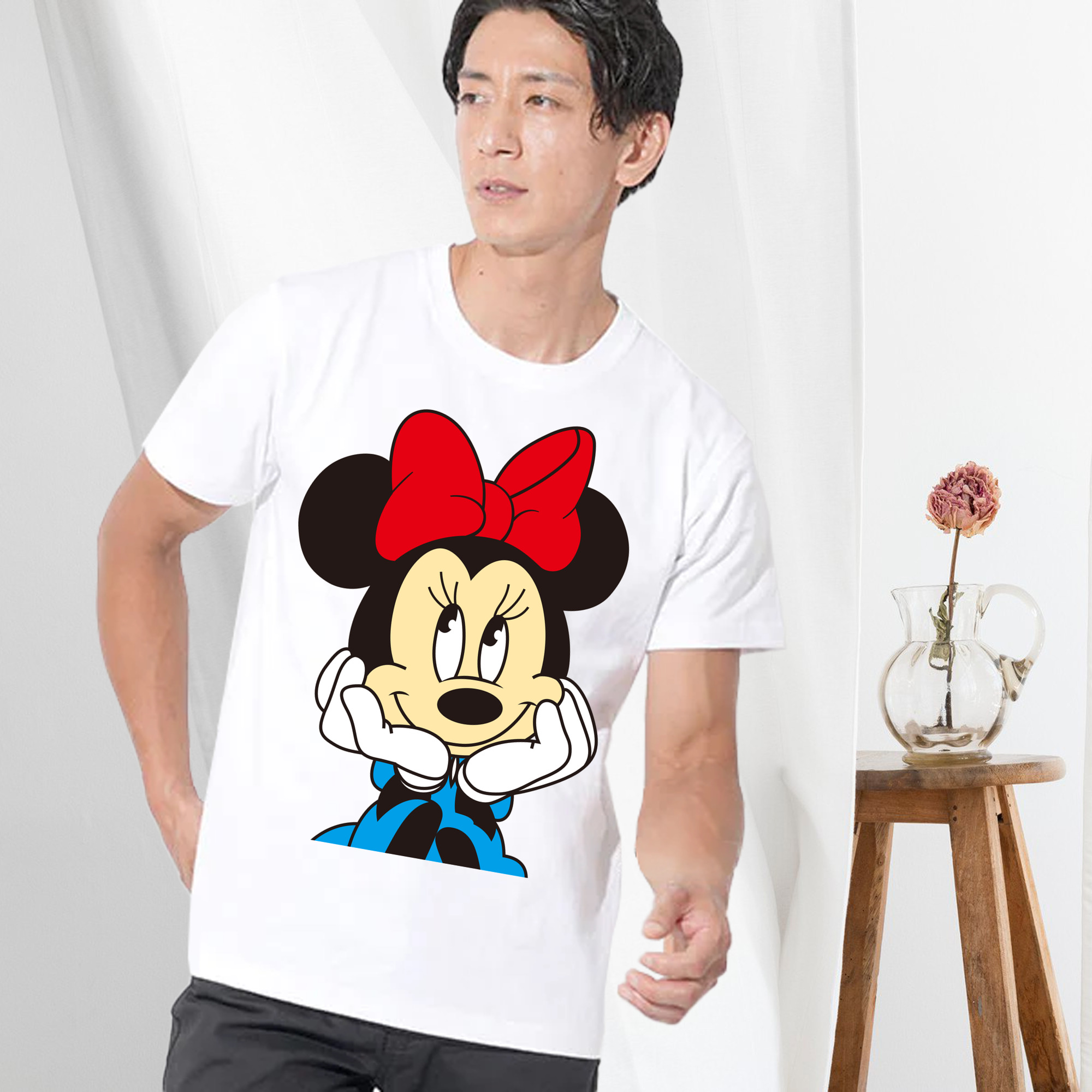 ミッキーマウス Mickey Mouse 綿100％ メンズ半袖Tシャツ｜肌触りやわらか＆通気性