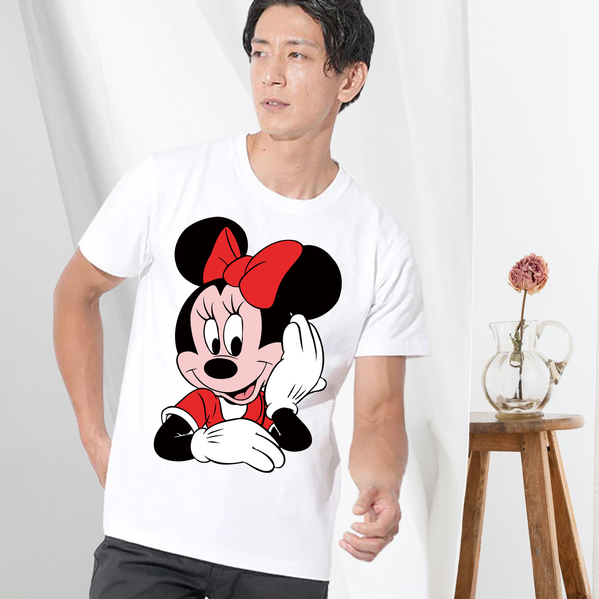 ミッキーマウス Mickey Mouse 綿100％ メンズ半袖Tシャツ｜肌触りやわらか＆通気性