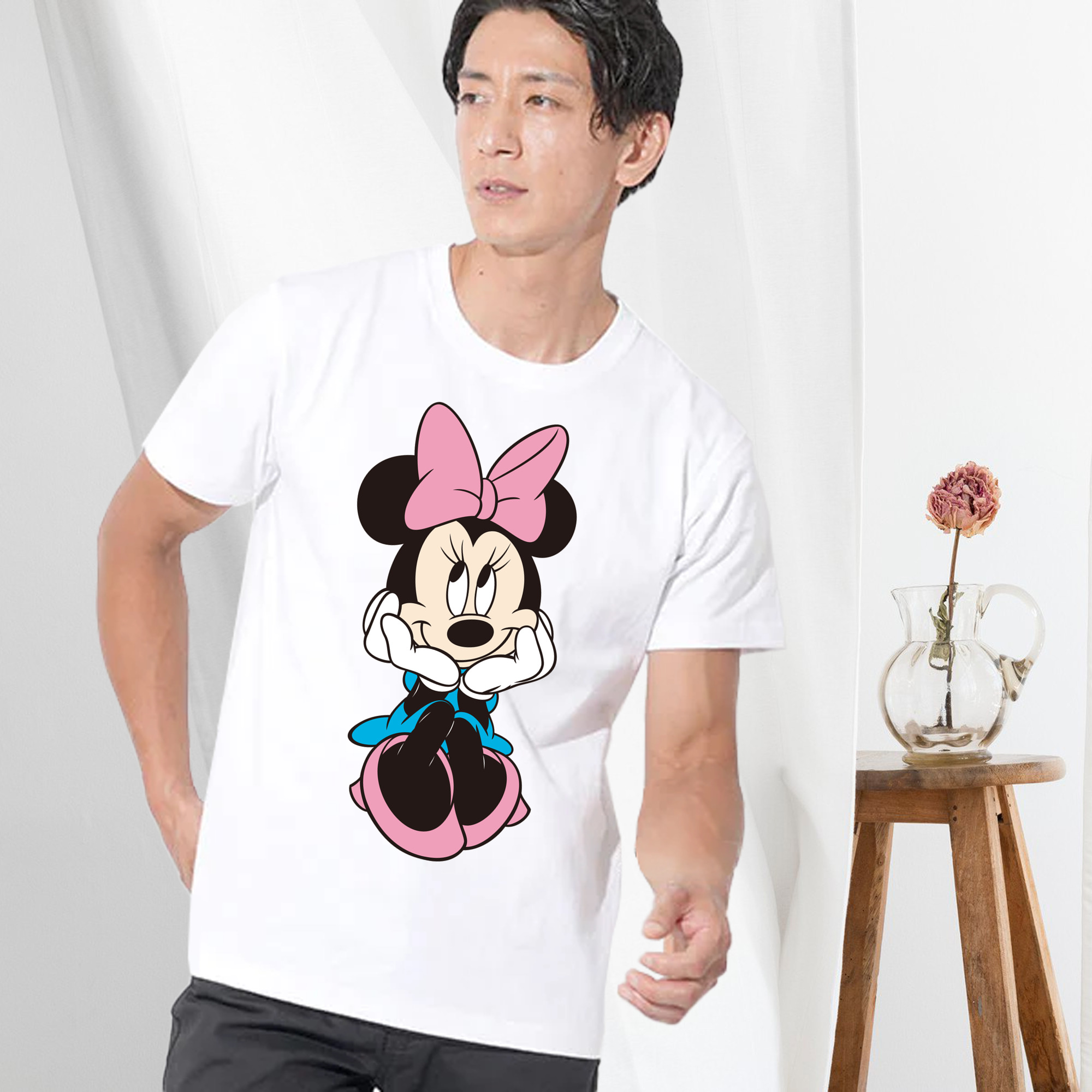 ミッキーマウス Mickey Mouse 綿100％ メンズ半袖Tシャツ｜肌触りやわらか＆通気性