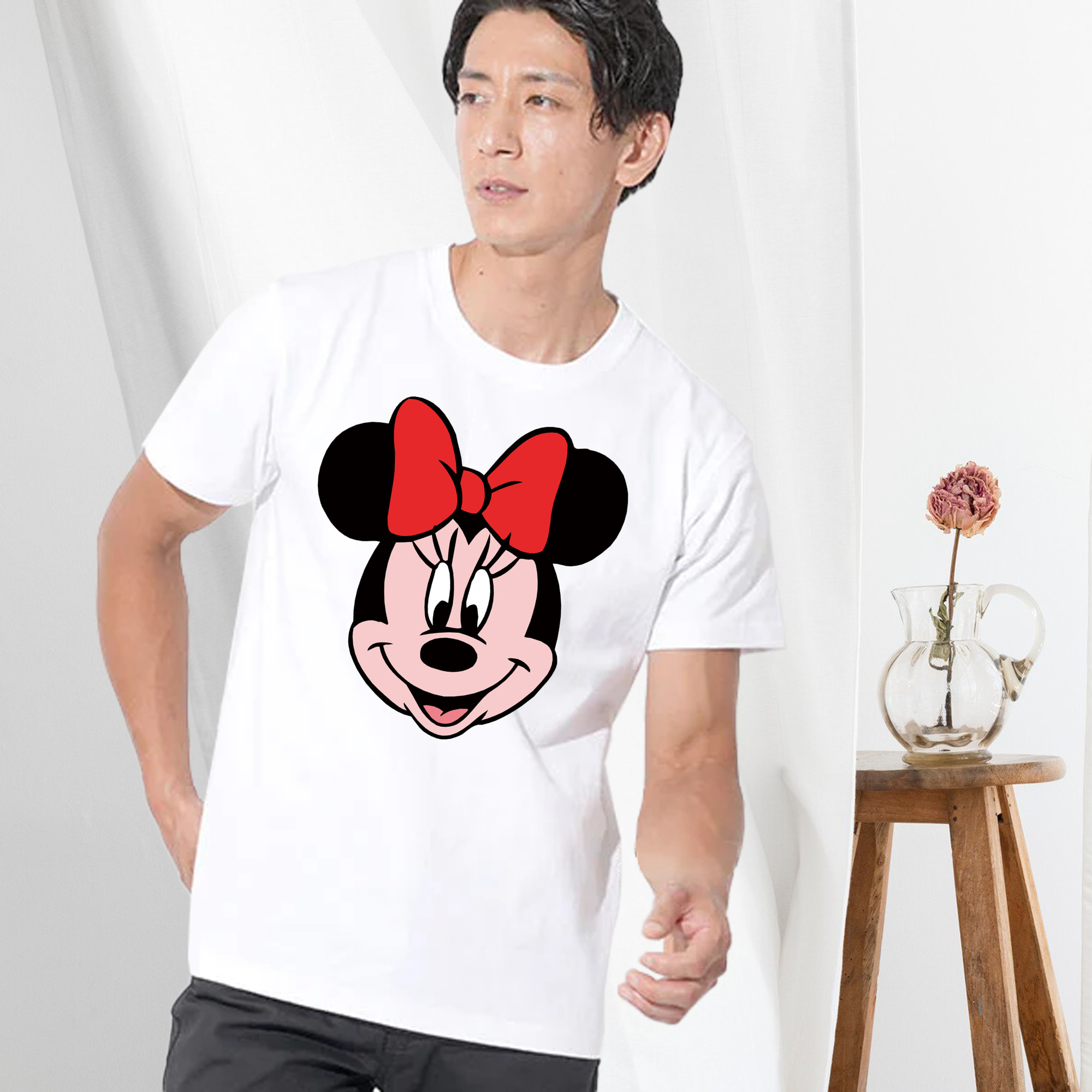 ミッキーマウス Mickey Mouse 綿100％ メンズ半袖Tシャツ｜肌触りやわらか＆通気性
