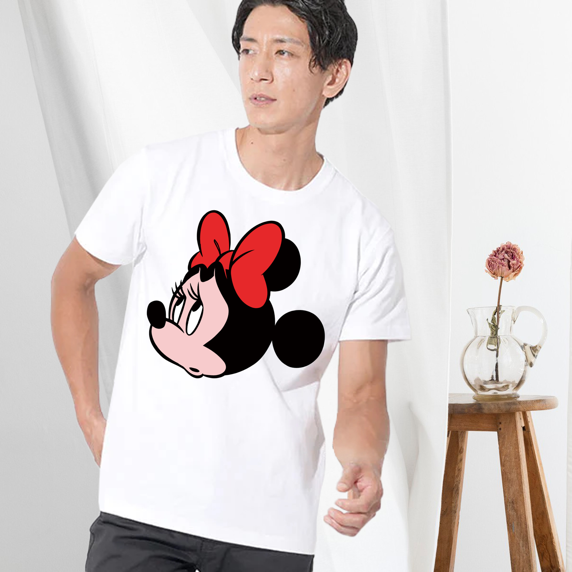 ミッキーマウス Mickey Mouse 綿100％ メンズ半袖Tシャツ｜肌触りやわらか＆通気性