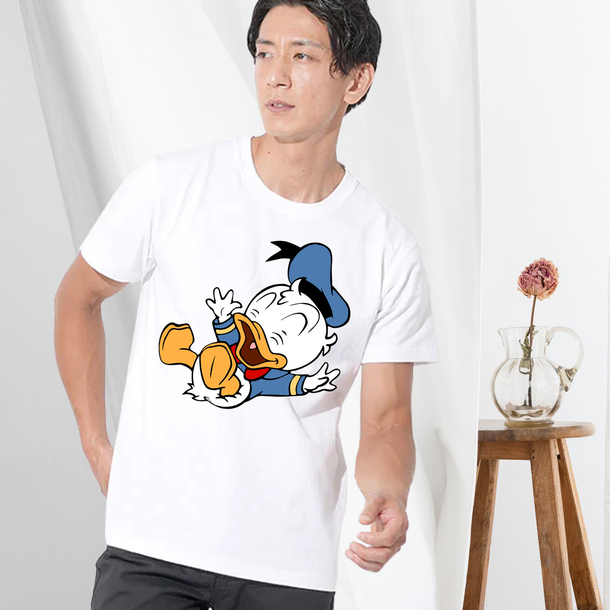 ミッキーマウス Mickey Mouse 綿100％ メンズ半袖Tシャツ｜肌触りやわらか＆通気性