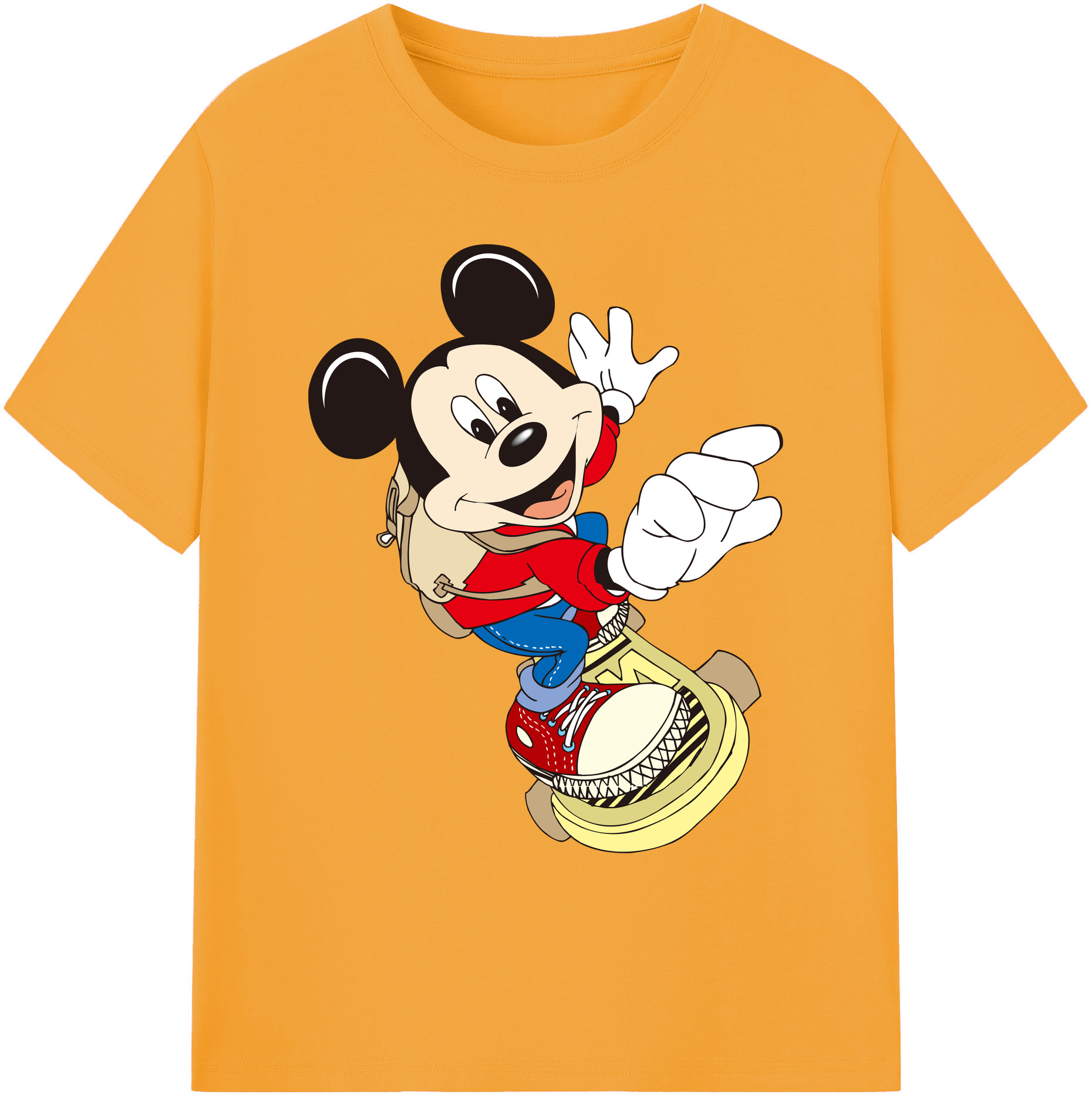ミッキーマウス Mickey Mouse 綿100％ メンズ半袖Tシャツ｜肌触りやわらか＆通気性