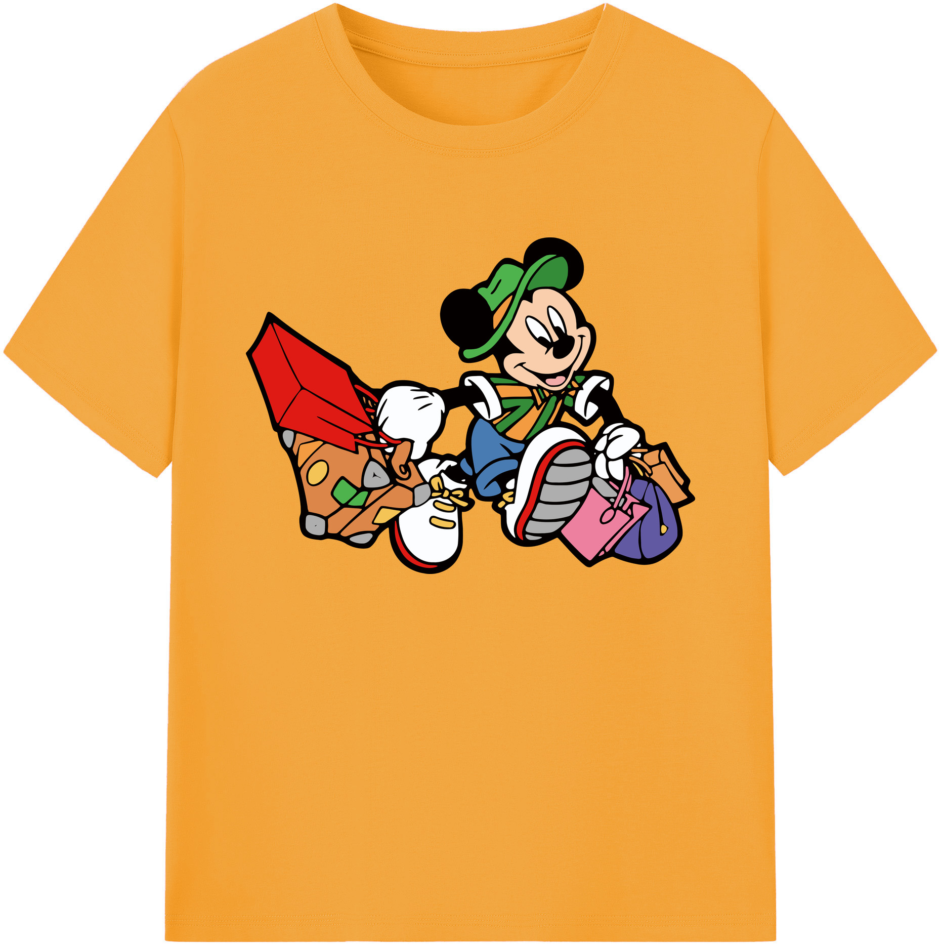 ミッキーマウス Mickey Mouse 綿100％ メンズ半袖Tシャツ｜肌触りやわらか＆通気性