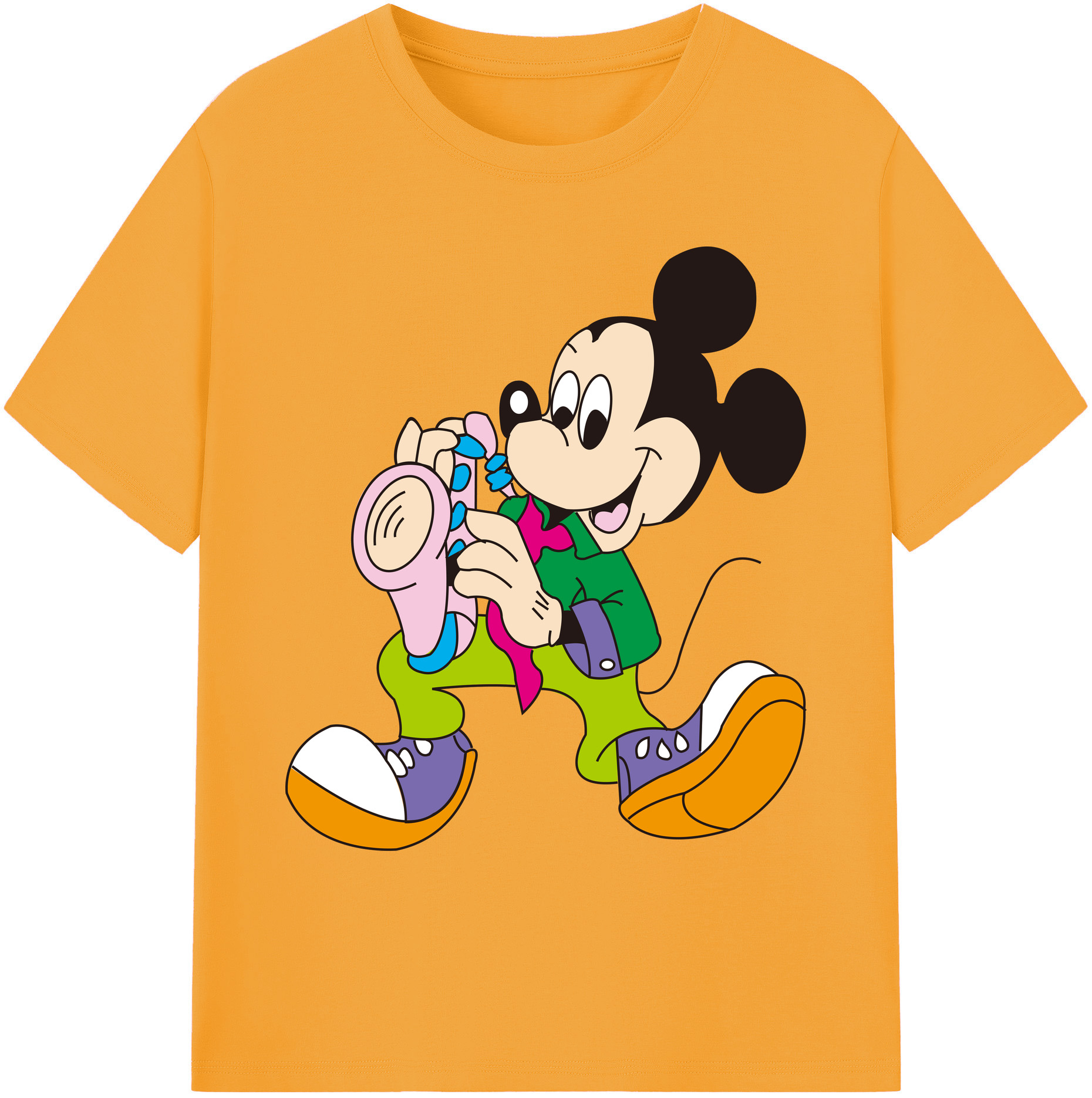 ミッキーマウス Mickey Mouse 綿100％ メンズ半袖Tシャツ｜肌触りやわらか＆通気性