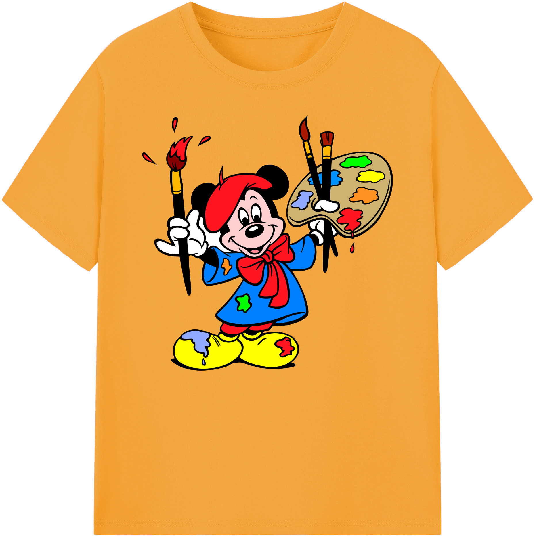 ミッキーマウス Mickey Mouse 綿100％ メンズ半袖Tシャツ｜肌触りやわらか＆通気性