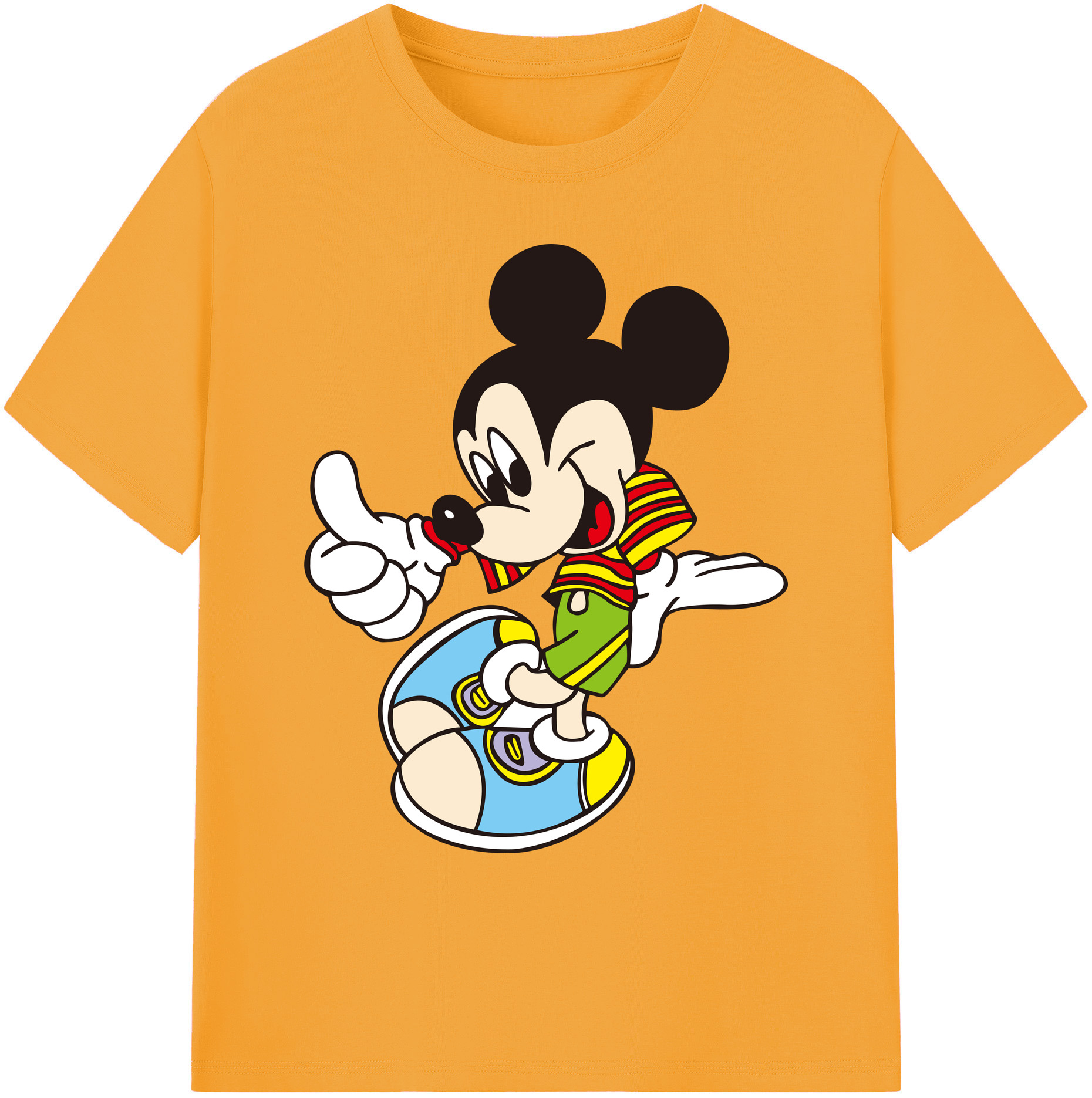 ミッキーマウス Mickey Mouse 綿100％ メンズ半袖Tシャツ｜肌触りやわらか＆通気性