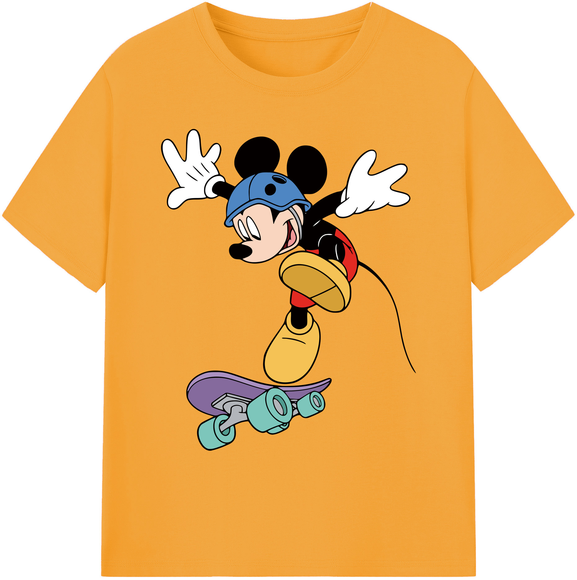 ミッキーマウス Mickey Mouse 綿100％ メンズ半袖Tシャツ｜肌触りやわらか＆通気性