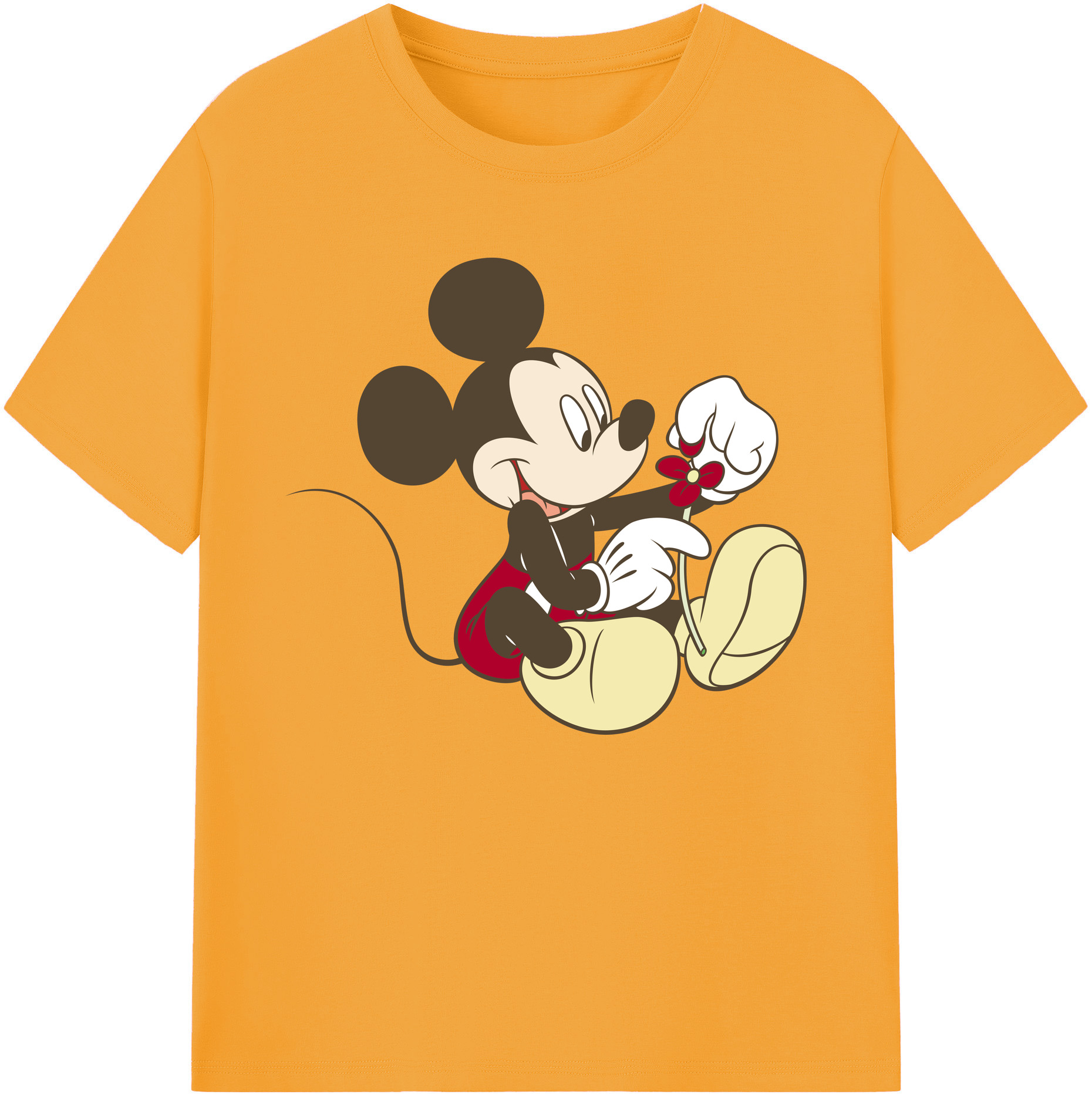 ミッキーマウス Mickey Mouse 綿100％ メンズ半袖Tシャツ｜肌触りやわらか＆通気性