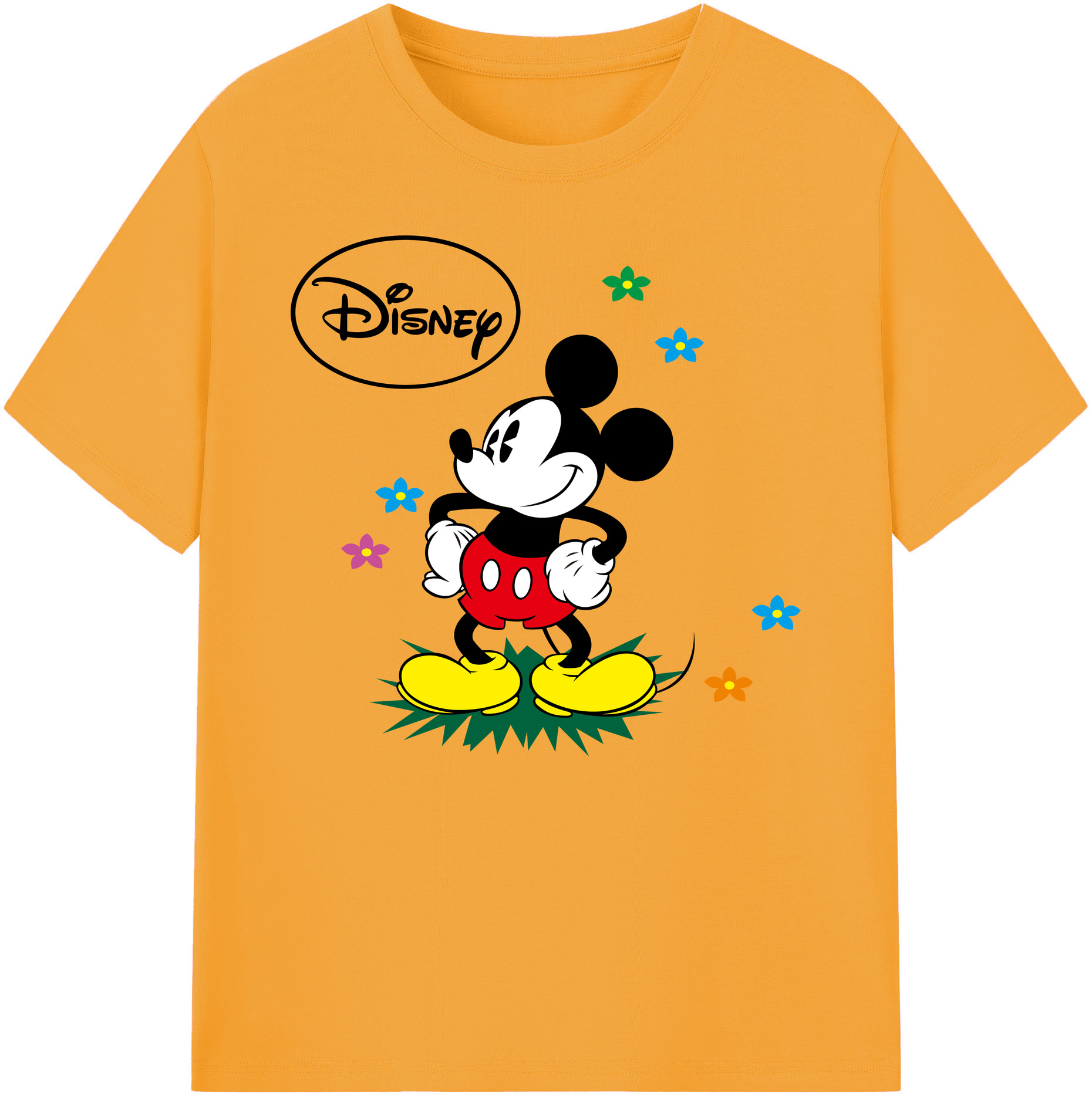 ミッキーマウス Mickey Mouse 綿100％ メンズ半袖Tシャツ｜肌触りやわらか＆通気性