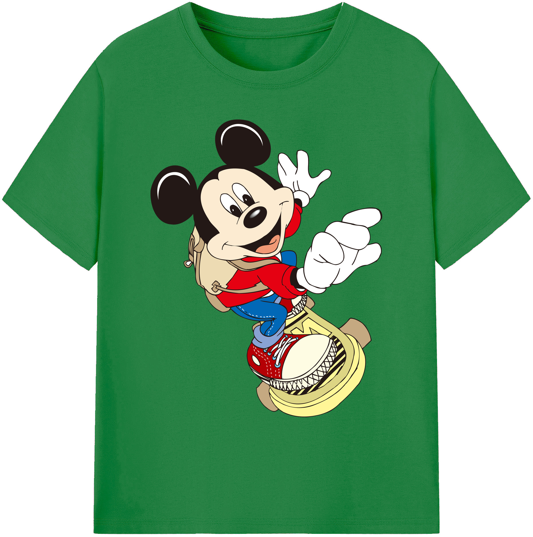 ミッキーマウス Mickey Mouse 綿100％ メンズ半袖Tシャツ｜肌触りやわらか＆通気性