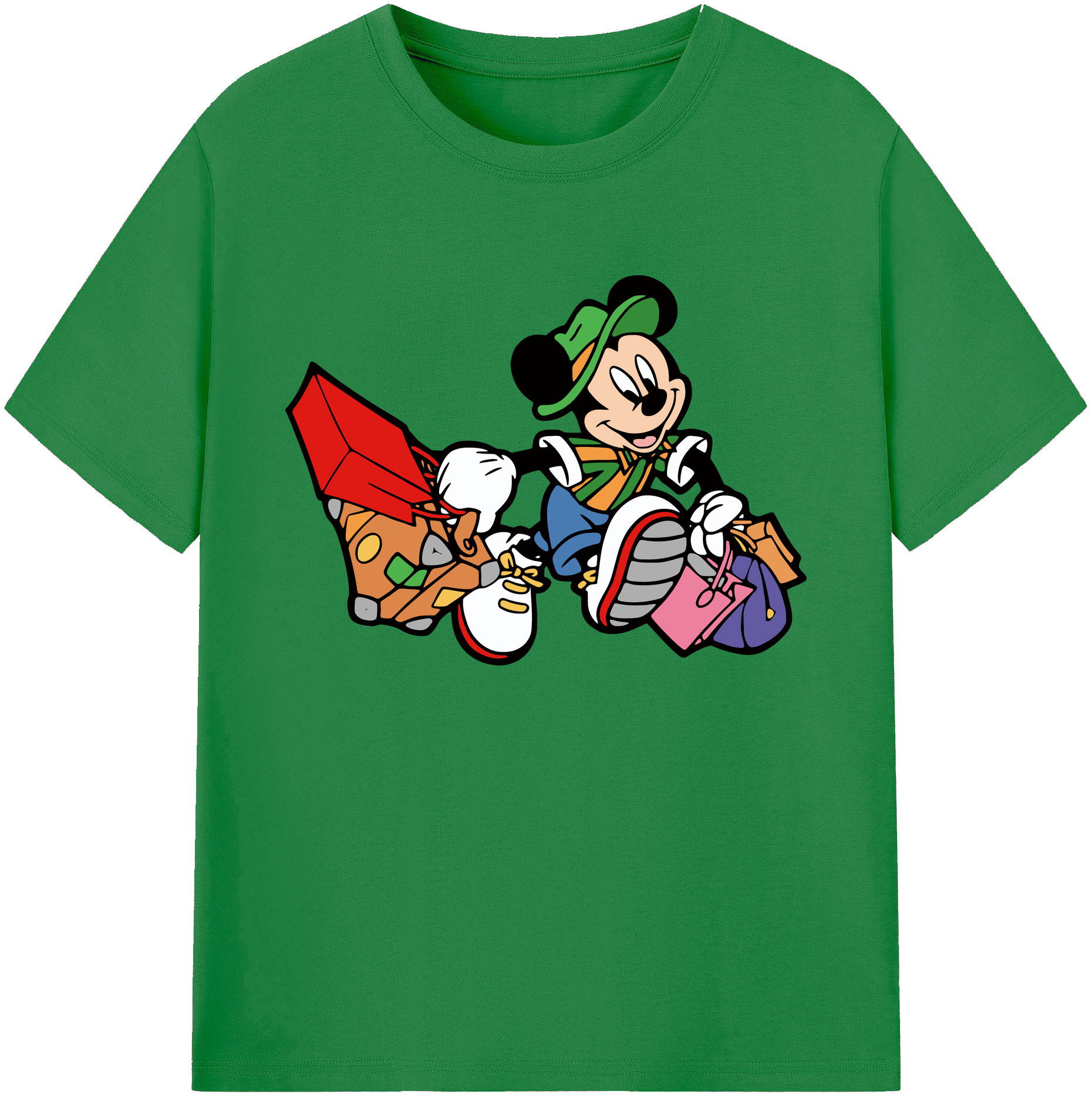 ミッキーマウス Mickey Mouse 綿100％ メンズ半袖Tシャツ｜肌触りやわらか＆通気性