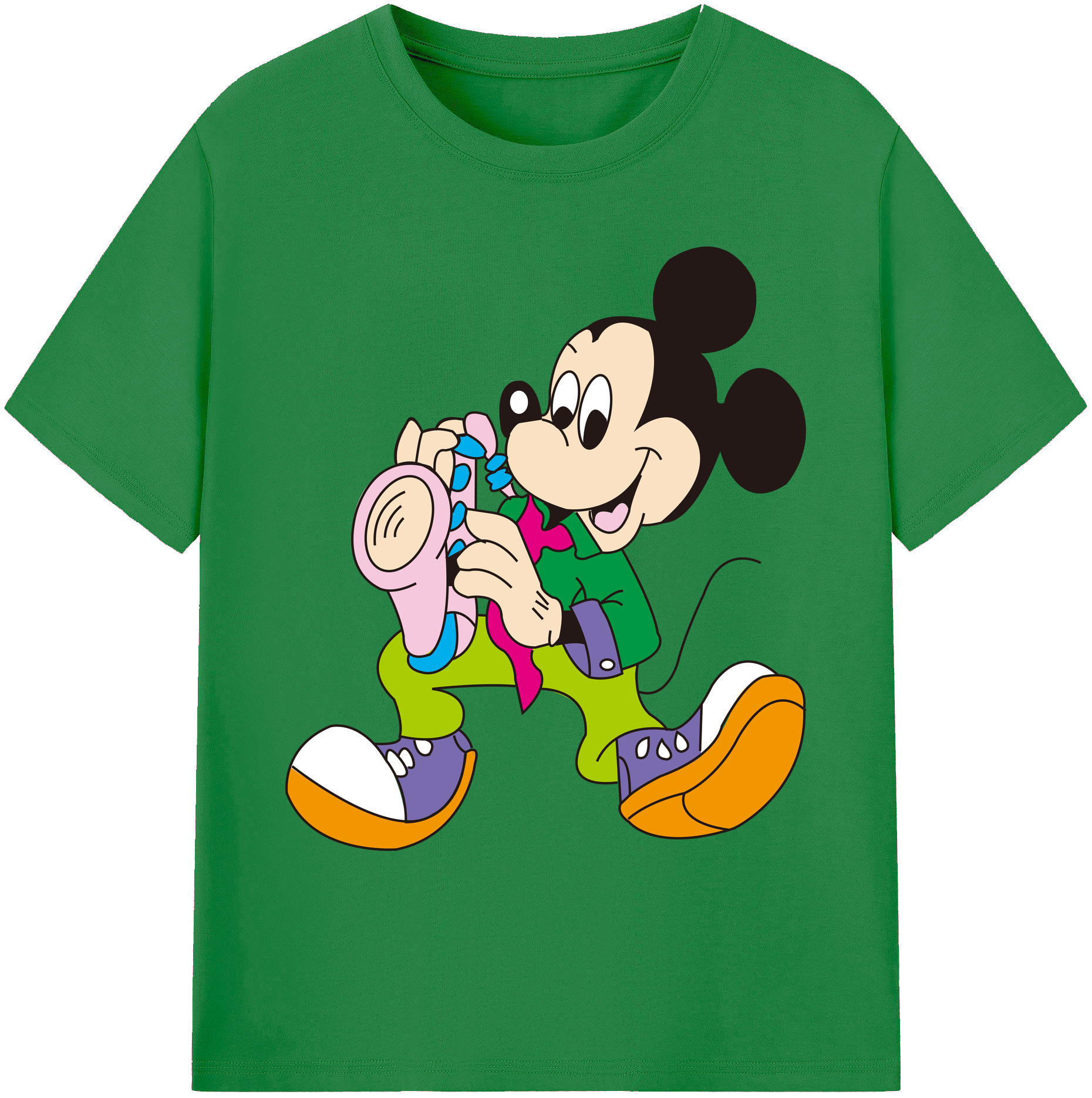 ミッキーマウス Mickey Mouse 綿100％ メンズ半袖Tシャツ｜肌触りやわらか＆通気性