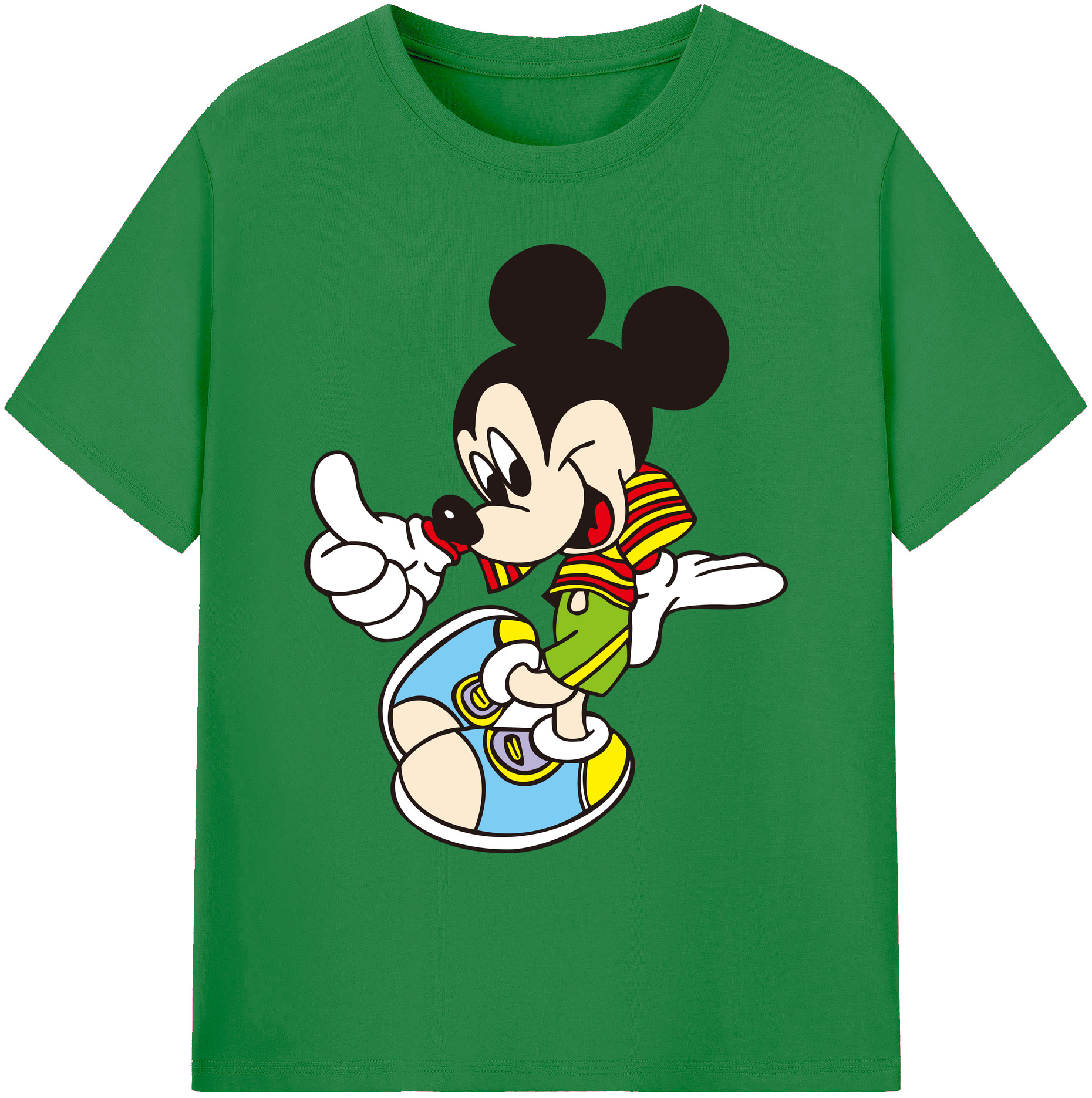 ミッキーマウス Mickey Mouse 綿100％ メンズ半袖Tシャツ｜肌触りやわらか＆通気性