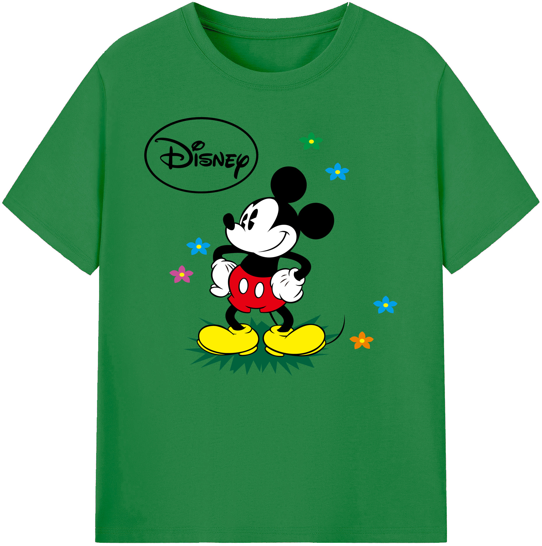 ミッキーマウス Mickey Mouse 綿100％ メンズ半袖Tシャツ｜肌触りやわらか＆通気性