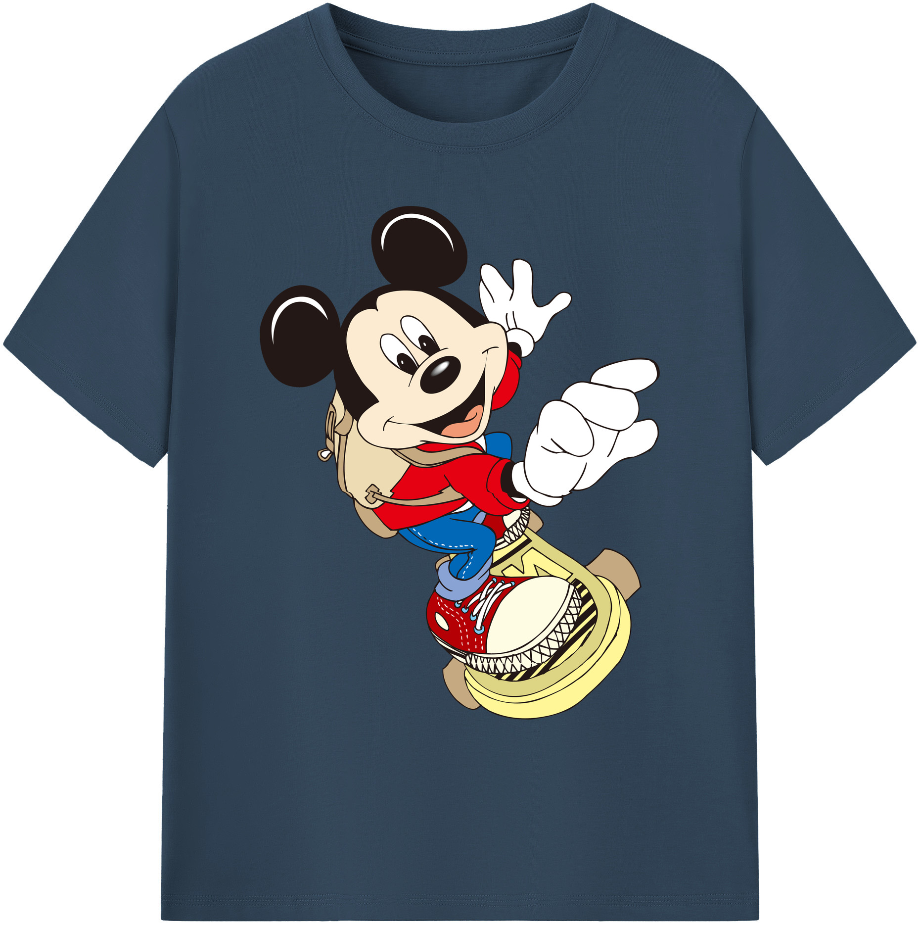 ミッキーマウス Mickey Mouse 綿100％ メンズ半袖Tシャツ｜肌触りやわらか＆通気性