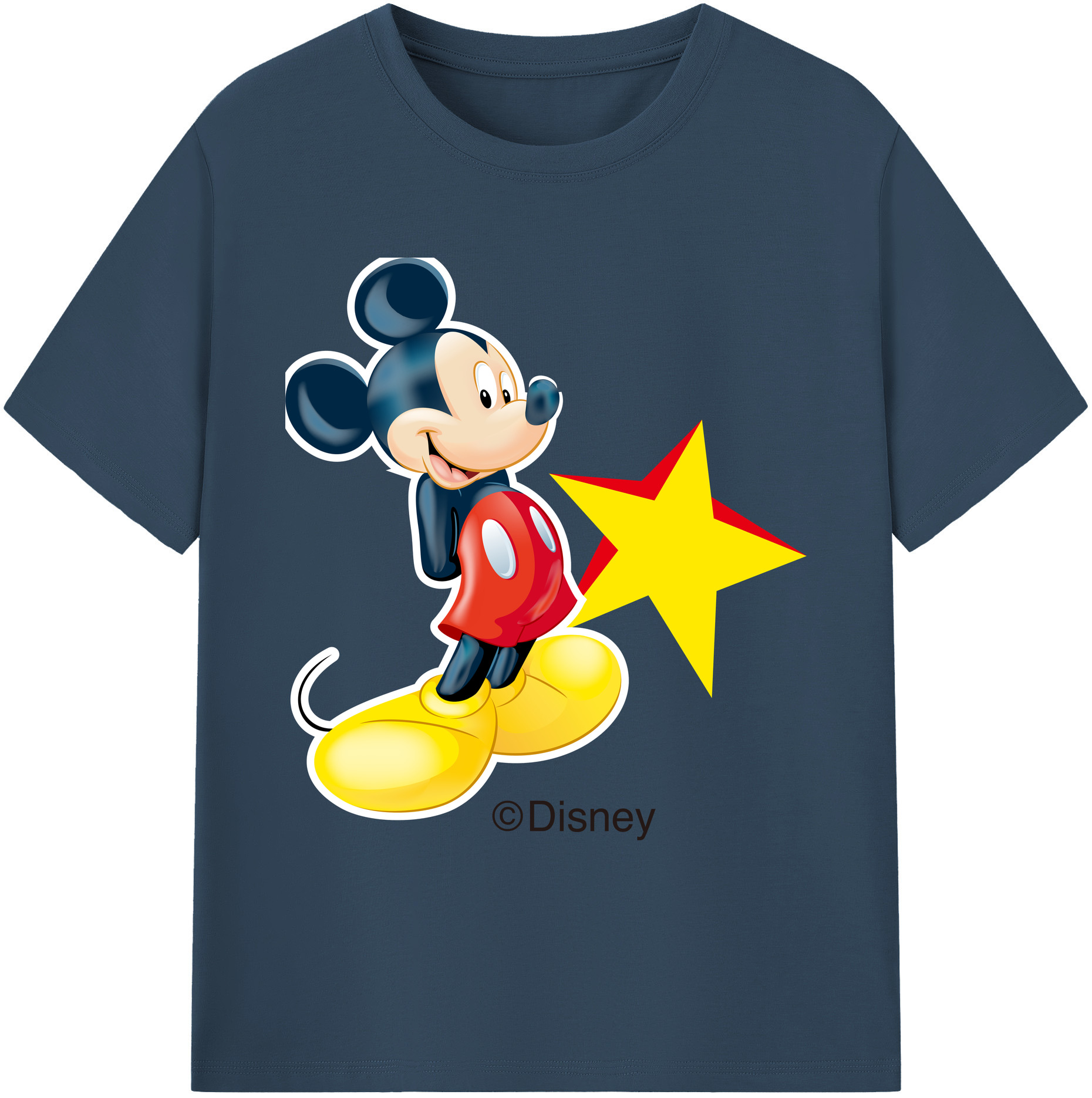 ミッキーマウス Mickey Mouse 綿100％ メンズ半袖Tシャツ｜肌触りやわらか＆通気性