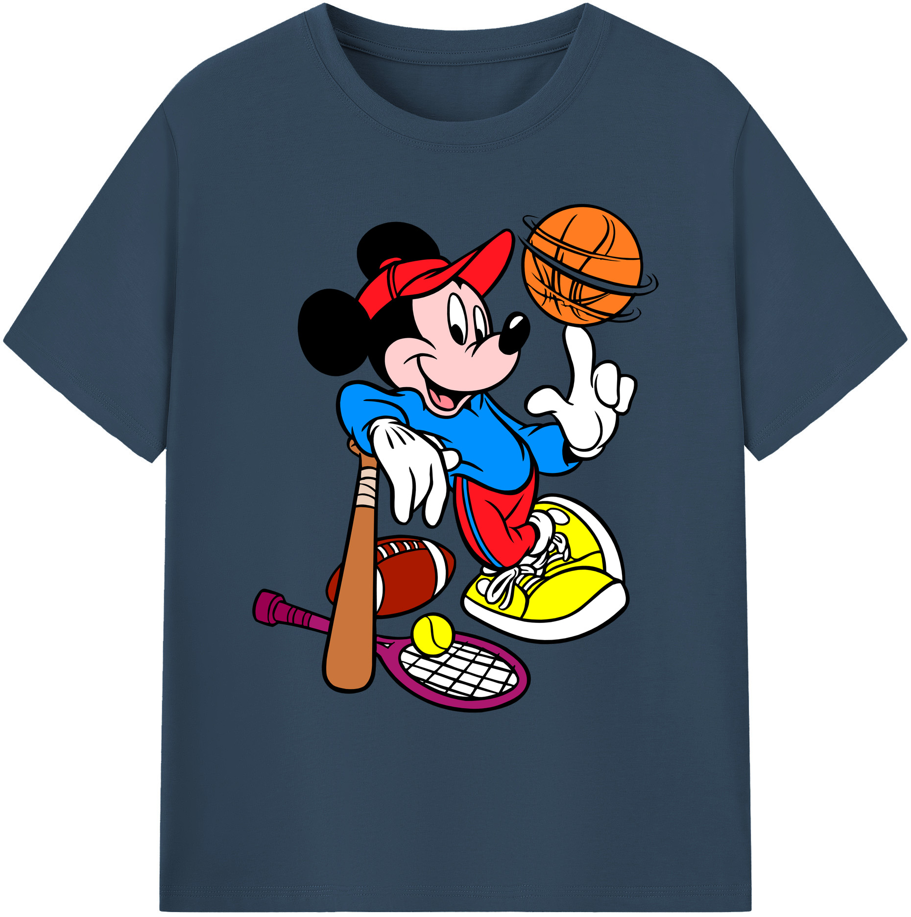 ミッキーマウス Mickey Mouse 綿100％ メンズ半袖Tシャツ｜肌触りやわらか＆通気性