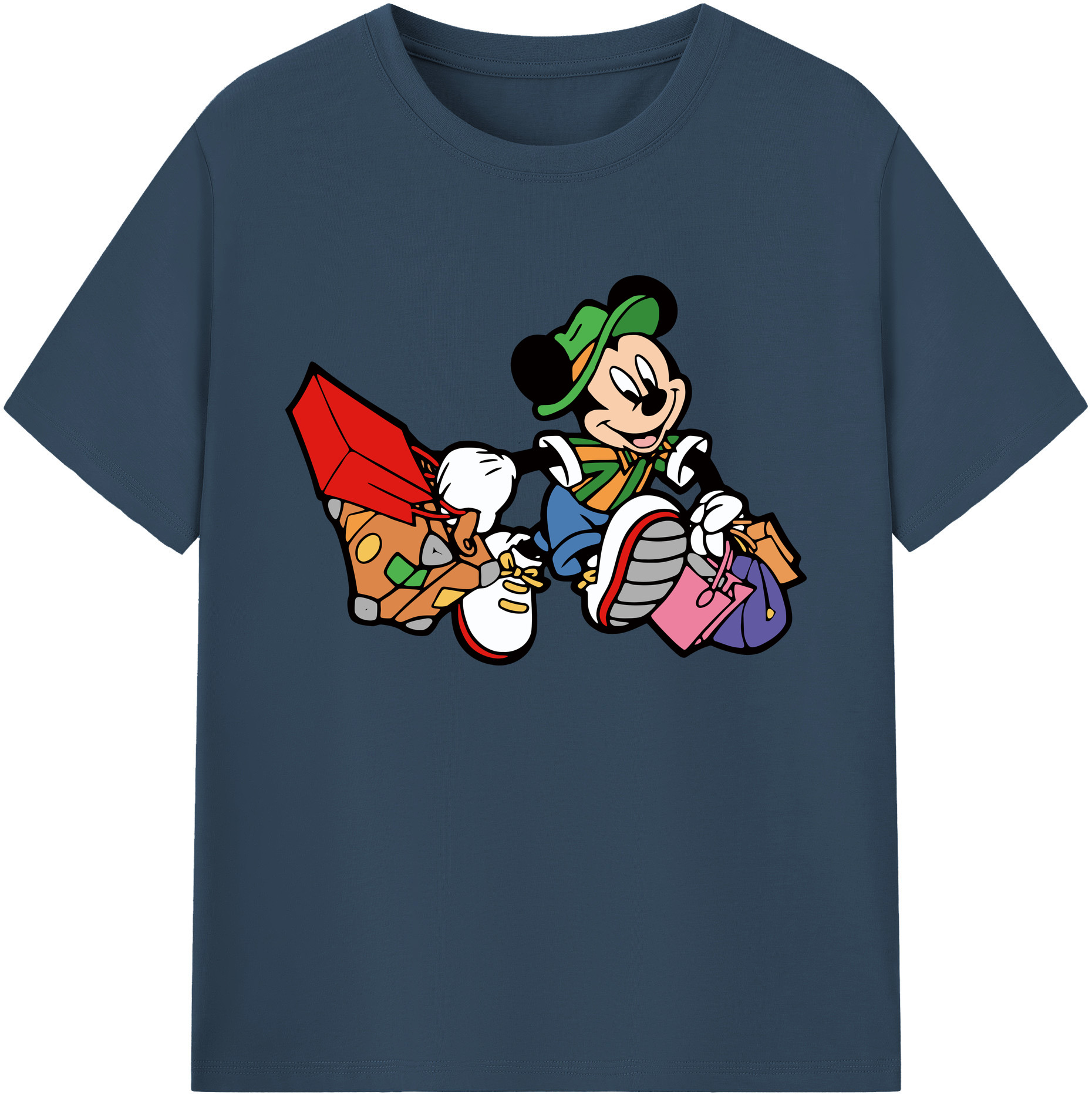 ミッキーマウス Mickey Mouse 綿100％ メンズ半袖Tシャツ｜肌触りやわらか＆通気性