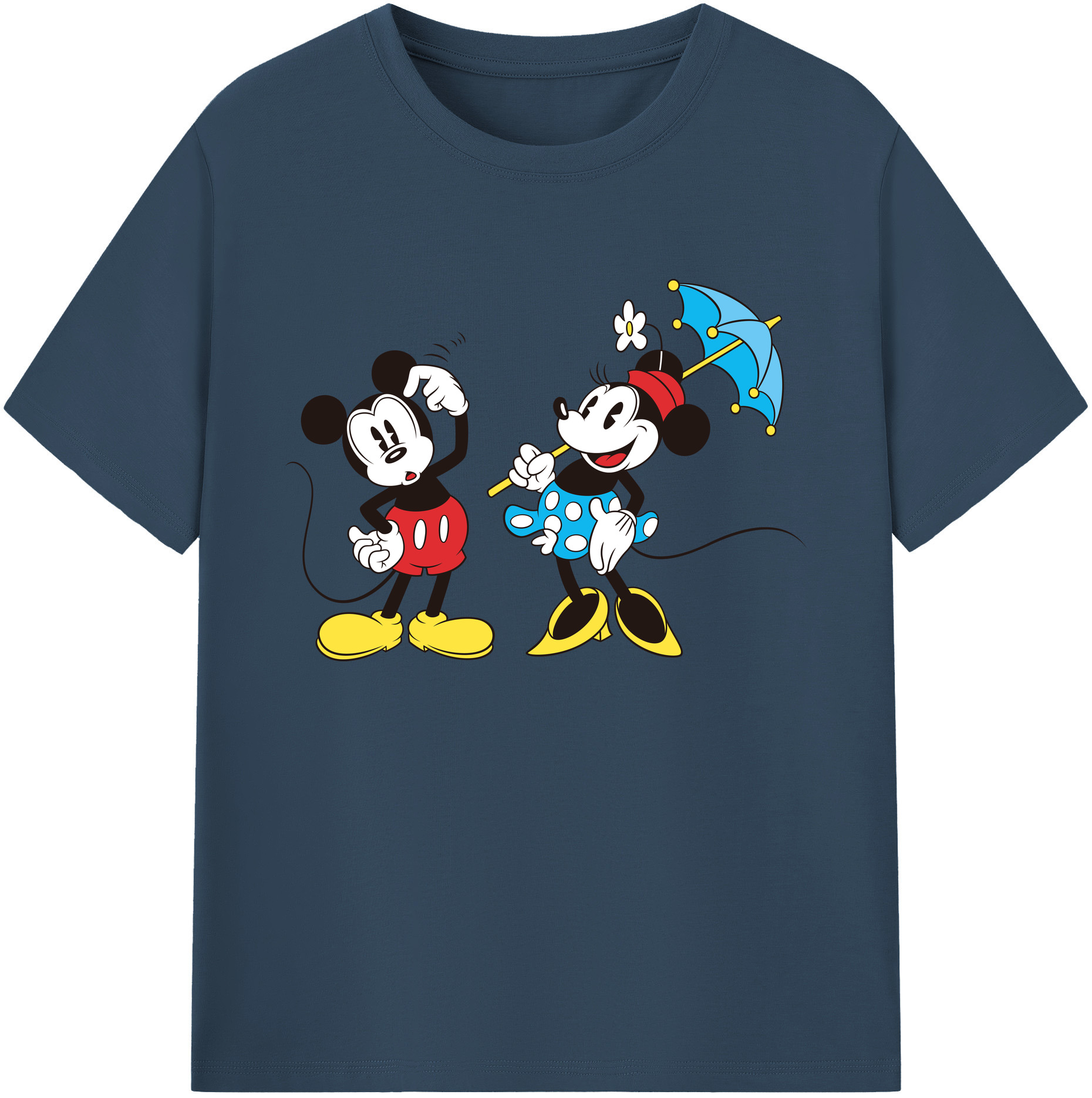 ミッキーマウス Mickey Mouse 綿100％ メンズ半袖Tシャツ｜肌触りやわらか＆通気性