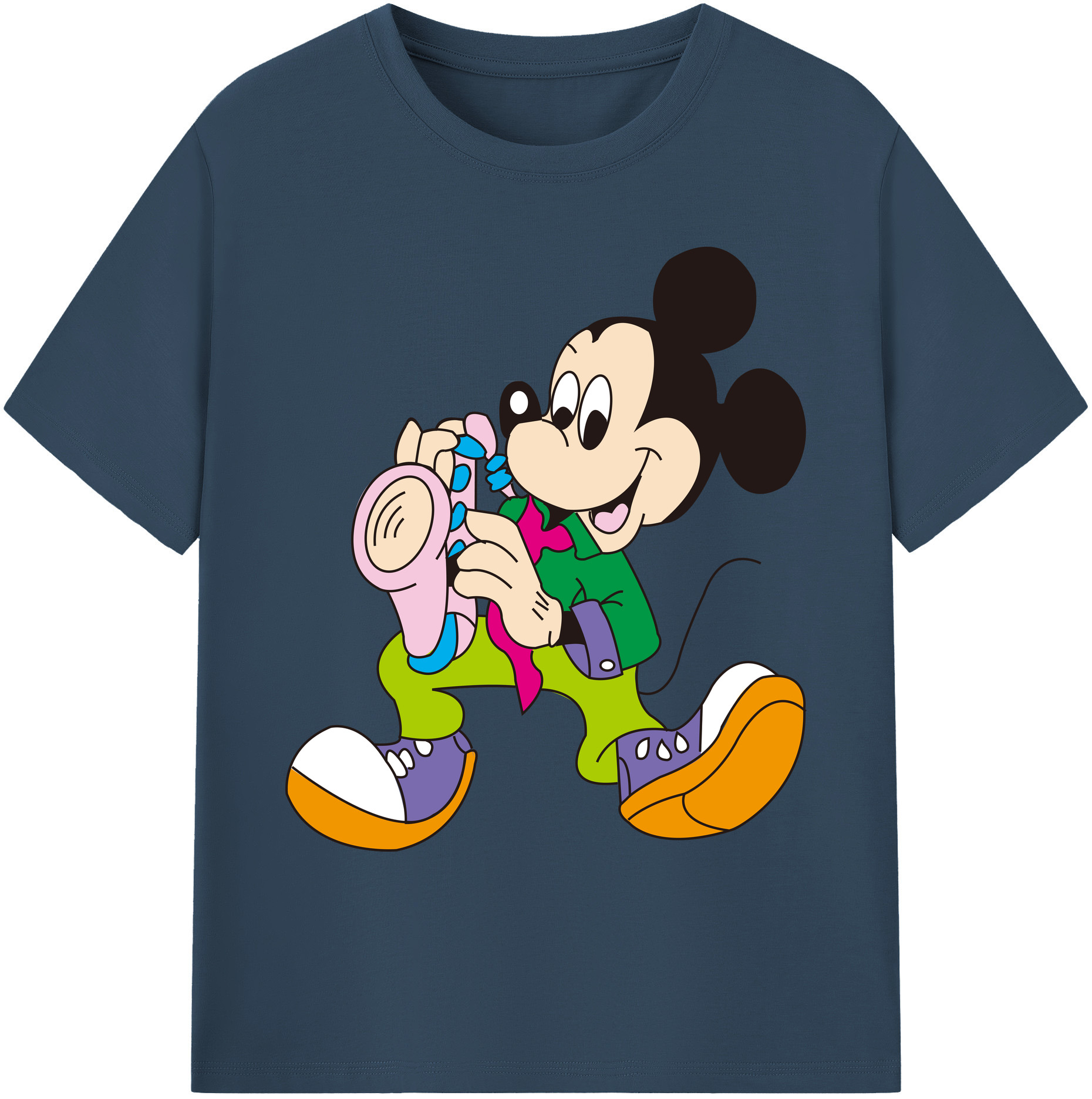 ミッキーマウス Mickey Mouse 綿100％ メンズ半袖Tシャツ｜肌触りやわらか＆通気性