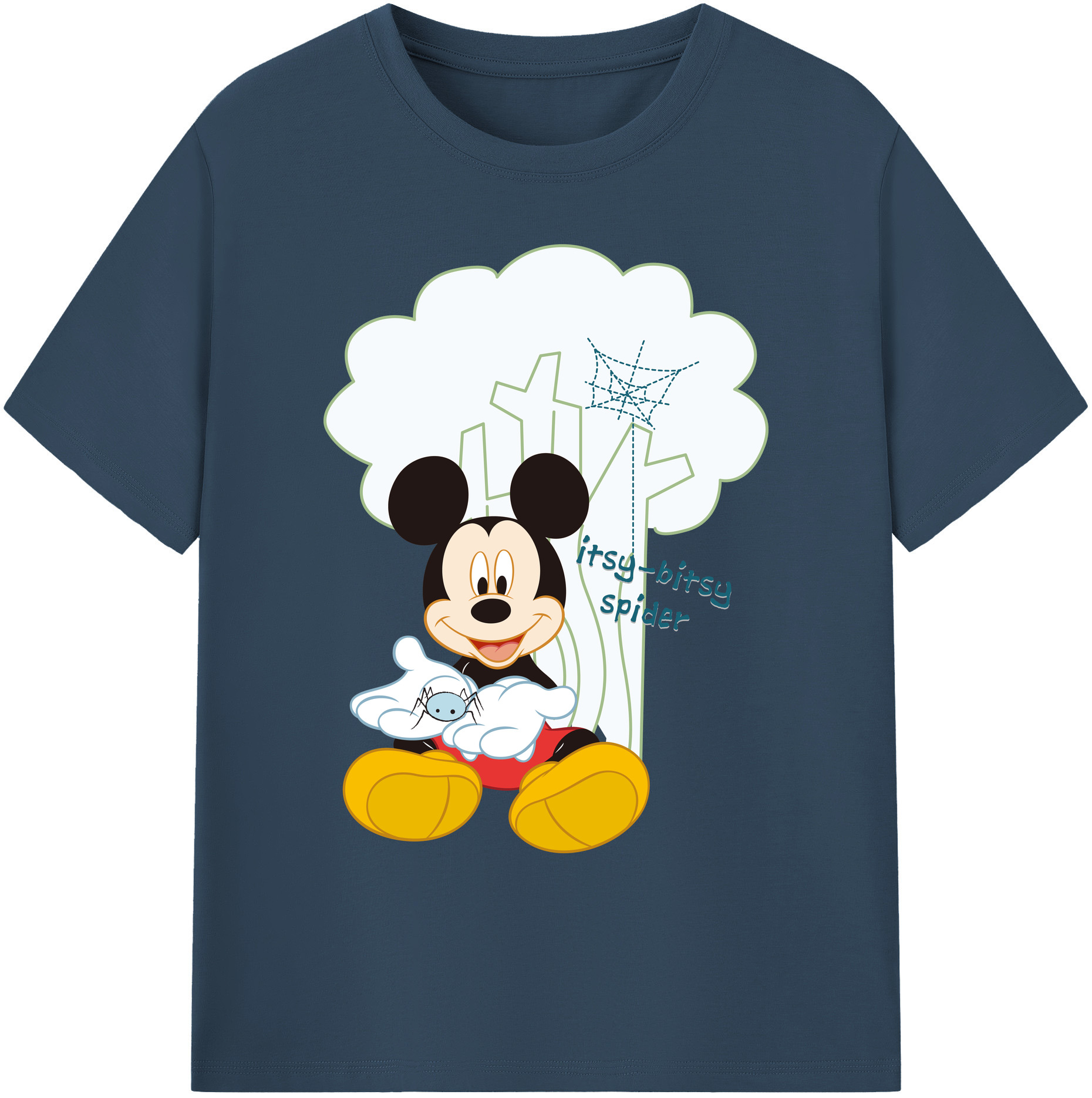 ミッキーマウス Mickey Mouse 綿100％ メンズ半袖Tシャツ｜肌触りやわらか＆通気性