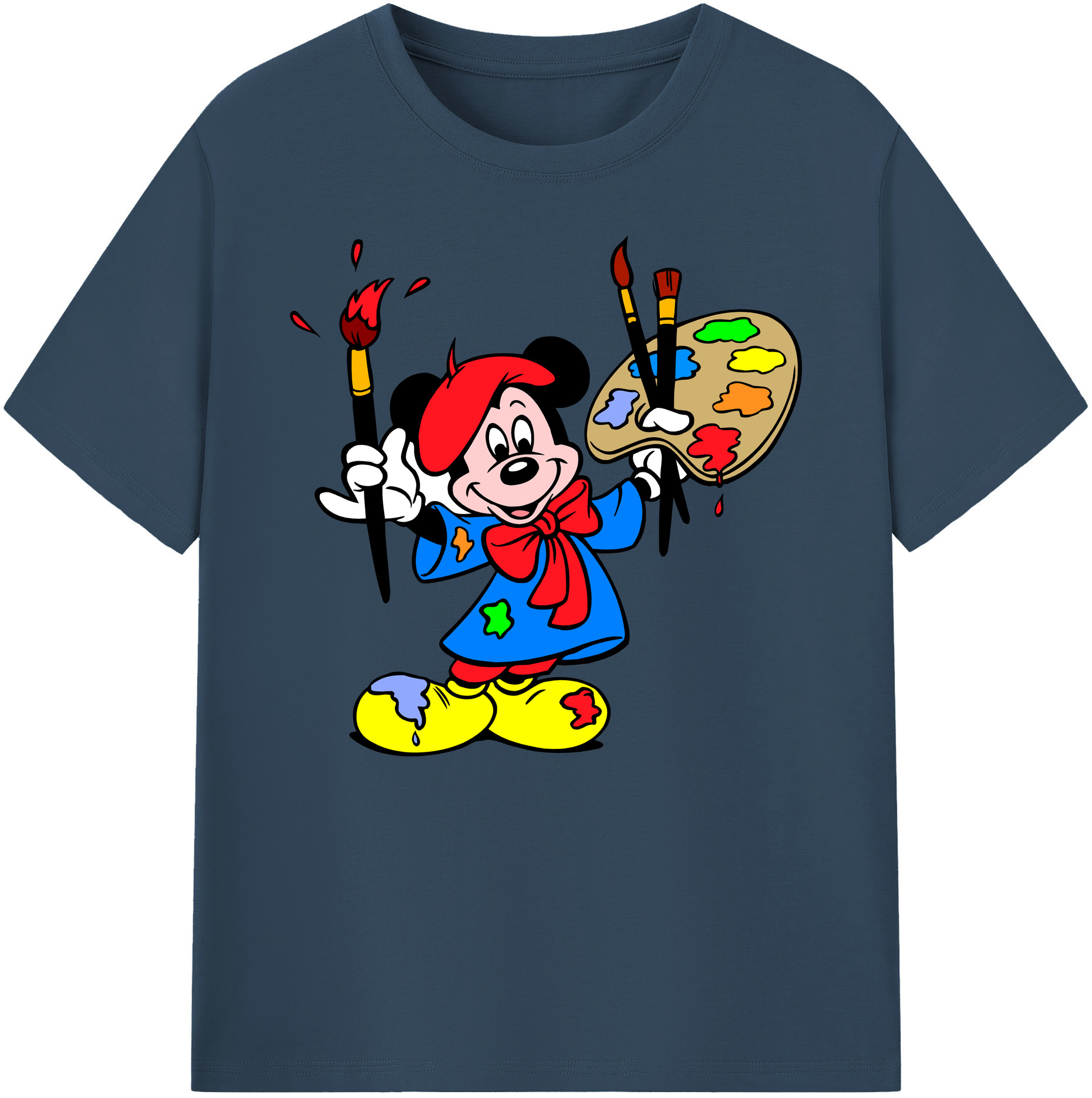 ミッキーマウス Mickey Mouse 綿100％ メンズ半袖Tシャツ｜肌触りやわらか＆通気性