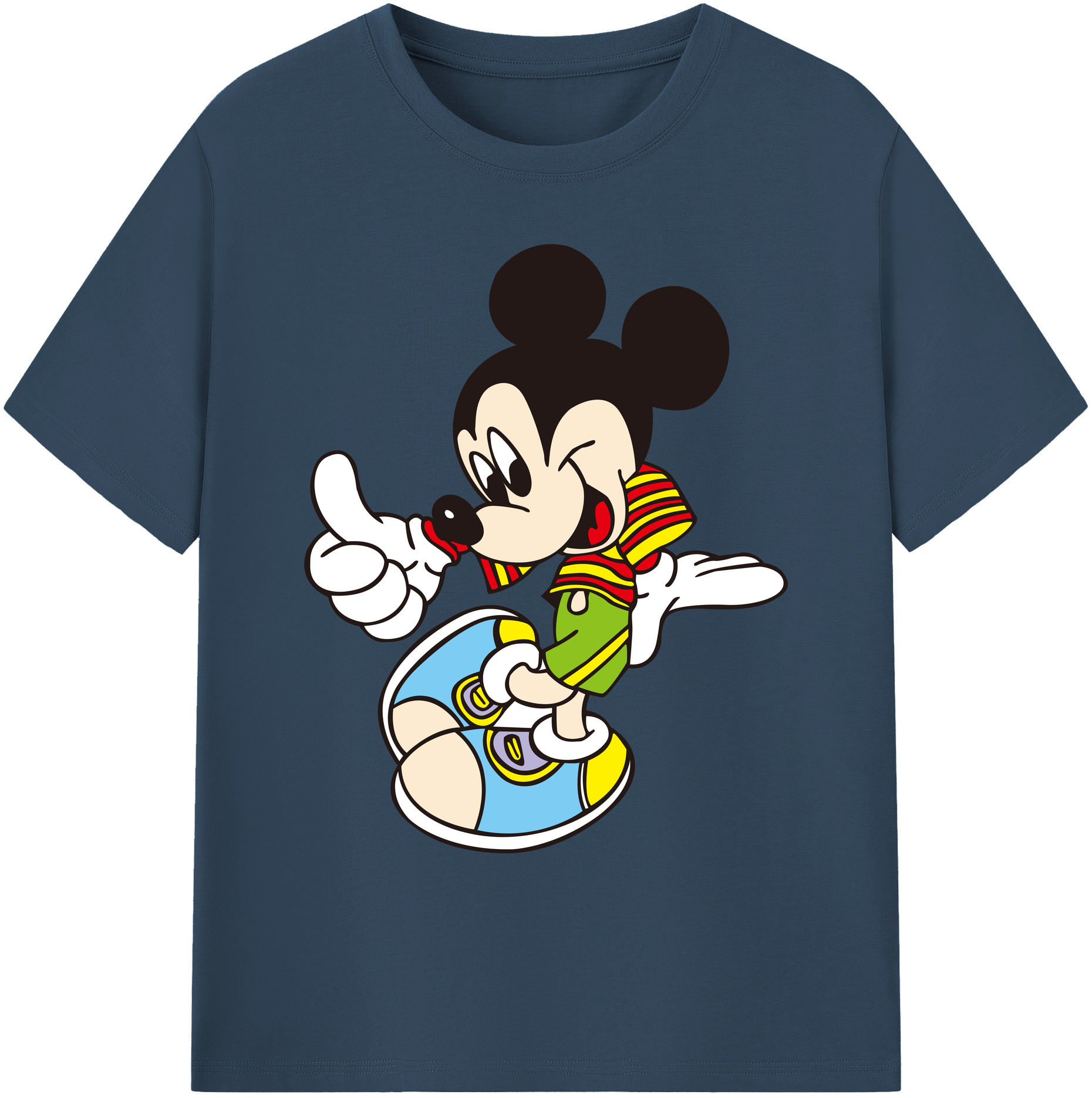 ミッキーマウス Mickey Mouse 綿100％ メンズ半袖Tシャツ｜肌触りやわらか＆通気性