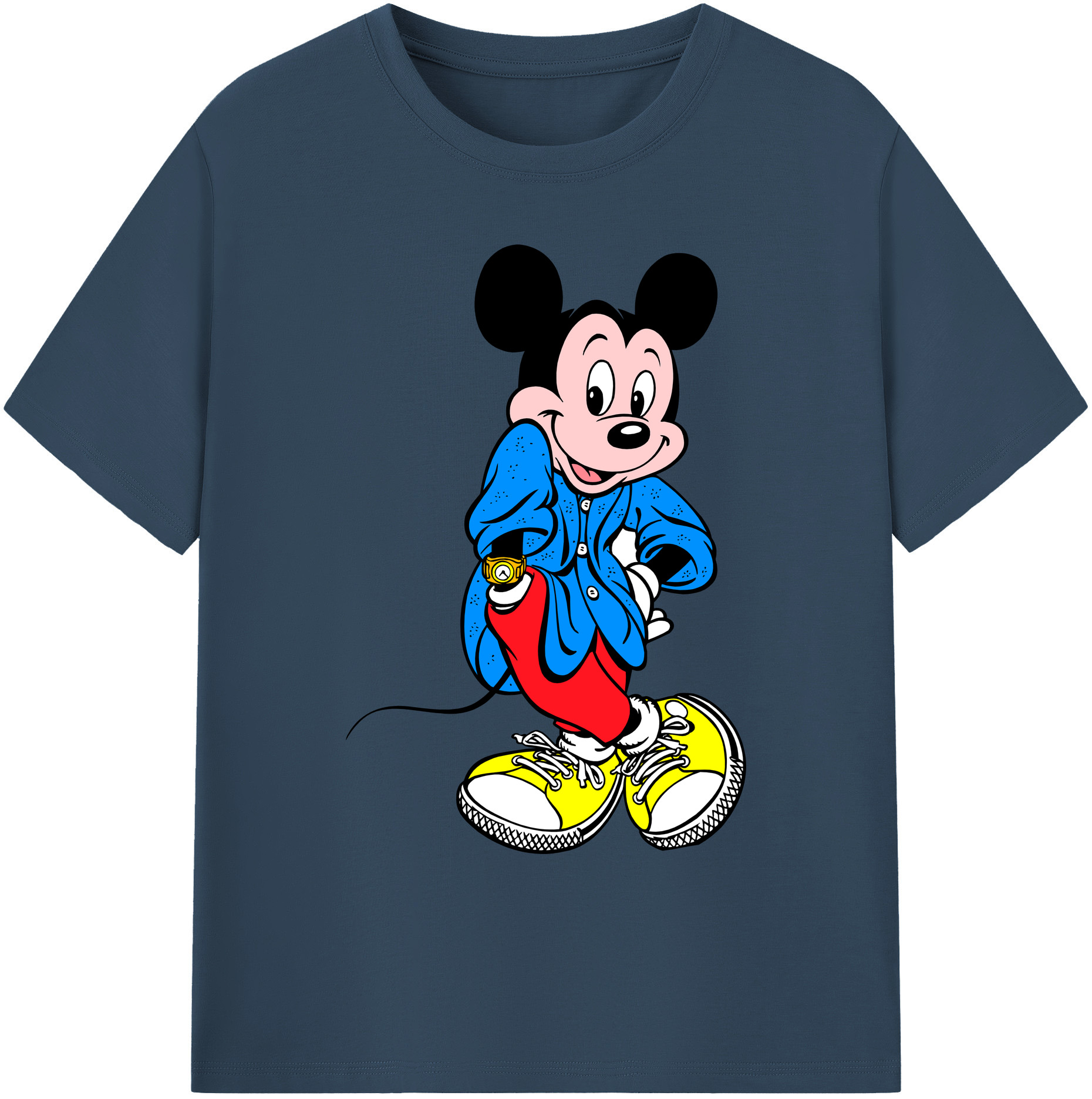 ミッキーマウス Mickey Mouse 綿100％ メンズ半袖Tシャツ｜肌触りやわらか＆通気性