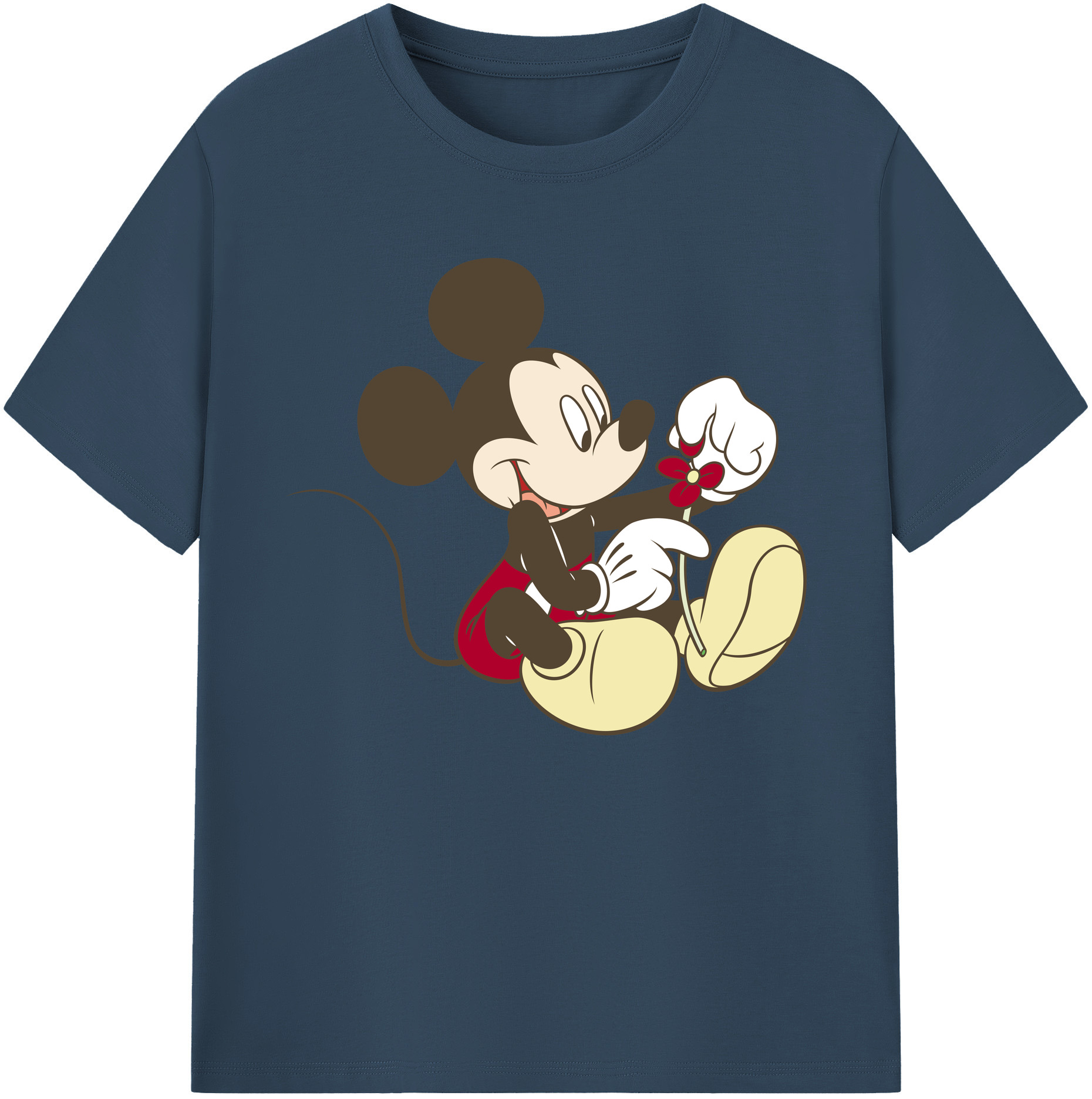 ミッキーマウス Mickey Mouse 綿100％ メンズ半袖Tシャツ｜肌触りやわらか＆通気性