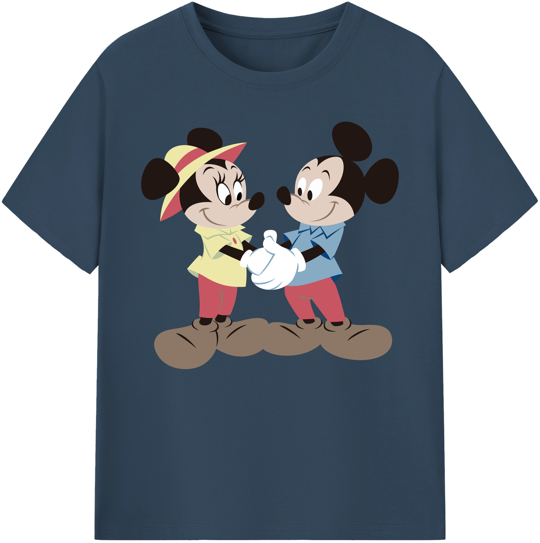 ミッキーマウス Mickey Mouse 綿100％ メンズ半袖Tシャツ｜肌触りやわらか＆通気性