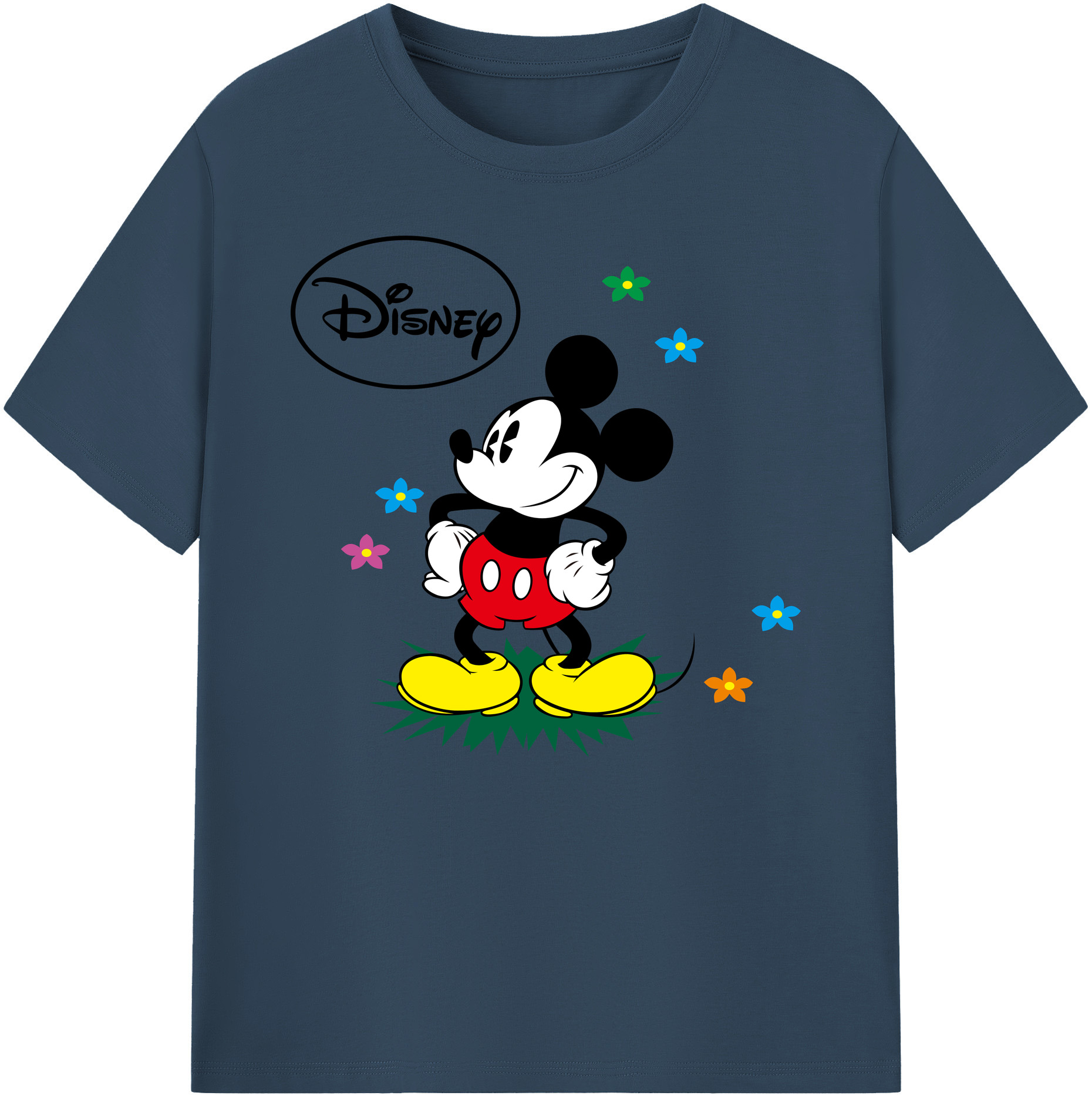 ミッキーマウス Mickey Mouse 綿100％ メンズ半袖Tシャツ｜肌触りやわらか＆通気性
