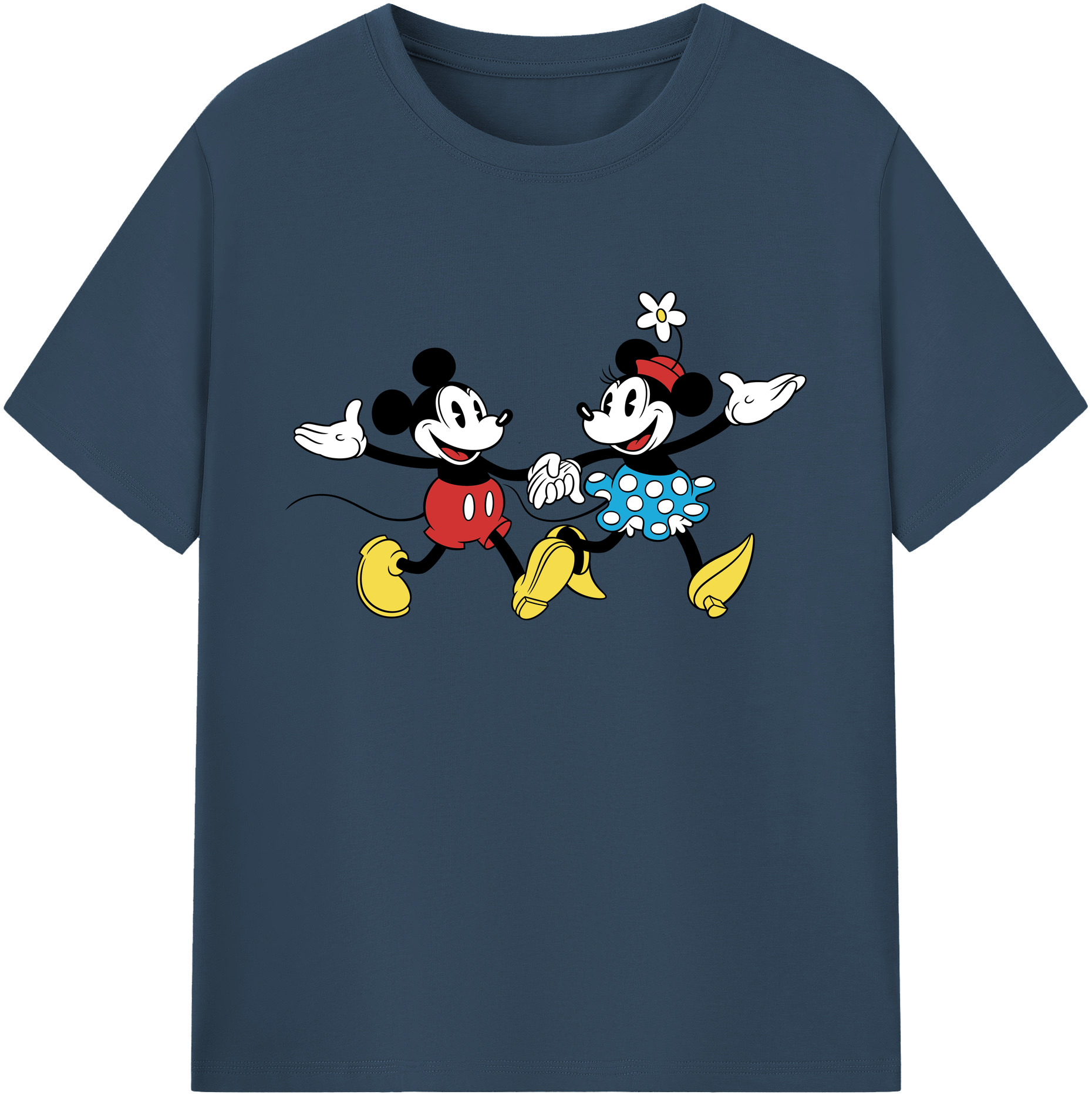 ミッキーマウス Mickey Mouse 綿100％ メンズ半袖Tシャツ｜肌触りやわらか＆通気性