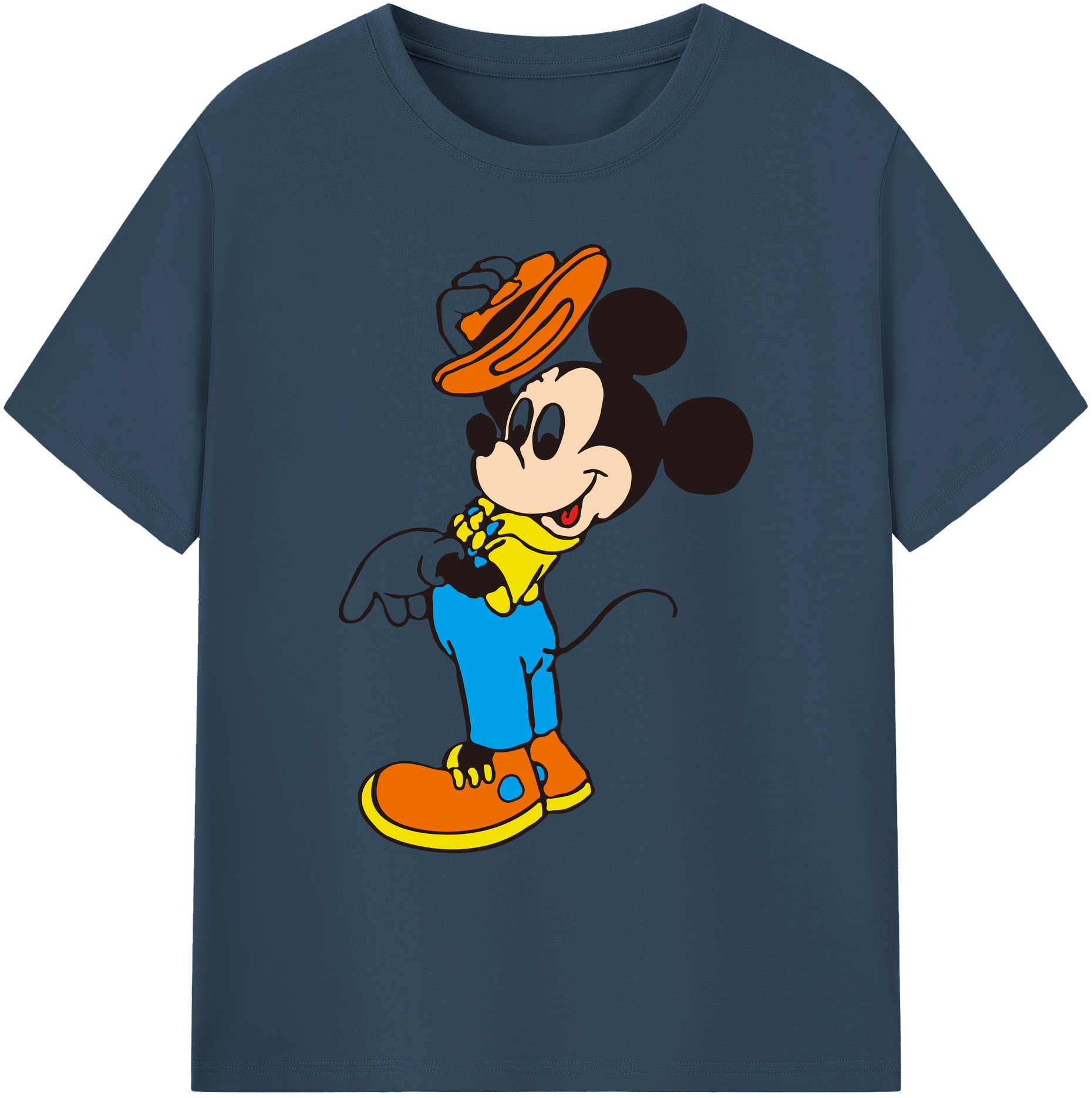 ミッキーマウス Mickey Mouse 綿100％ メンズ半袖Tシャツ｜肌触りやわらか＆通気性