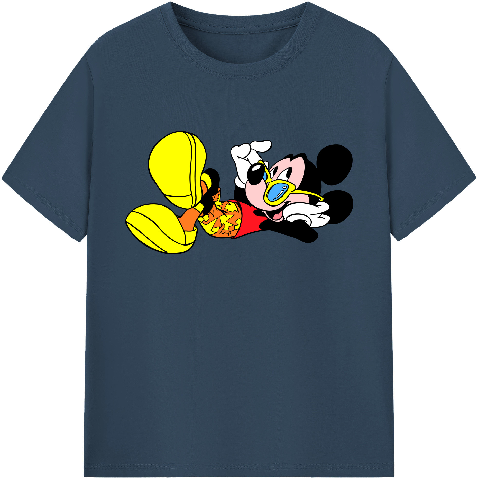 ミッキーマウス Mickey Mouse 綿100％ メンズ半袖Tシャツ｜肌触りやわらか＆通気性