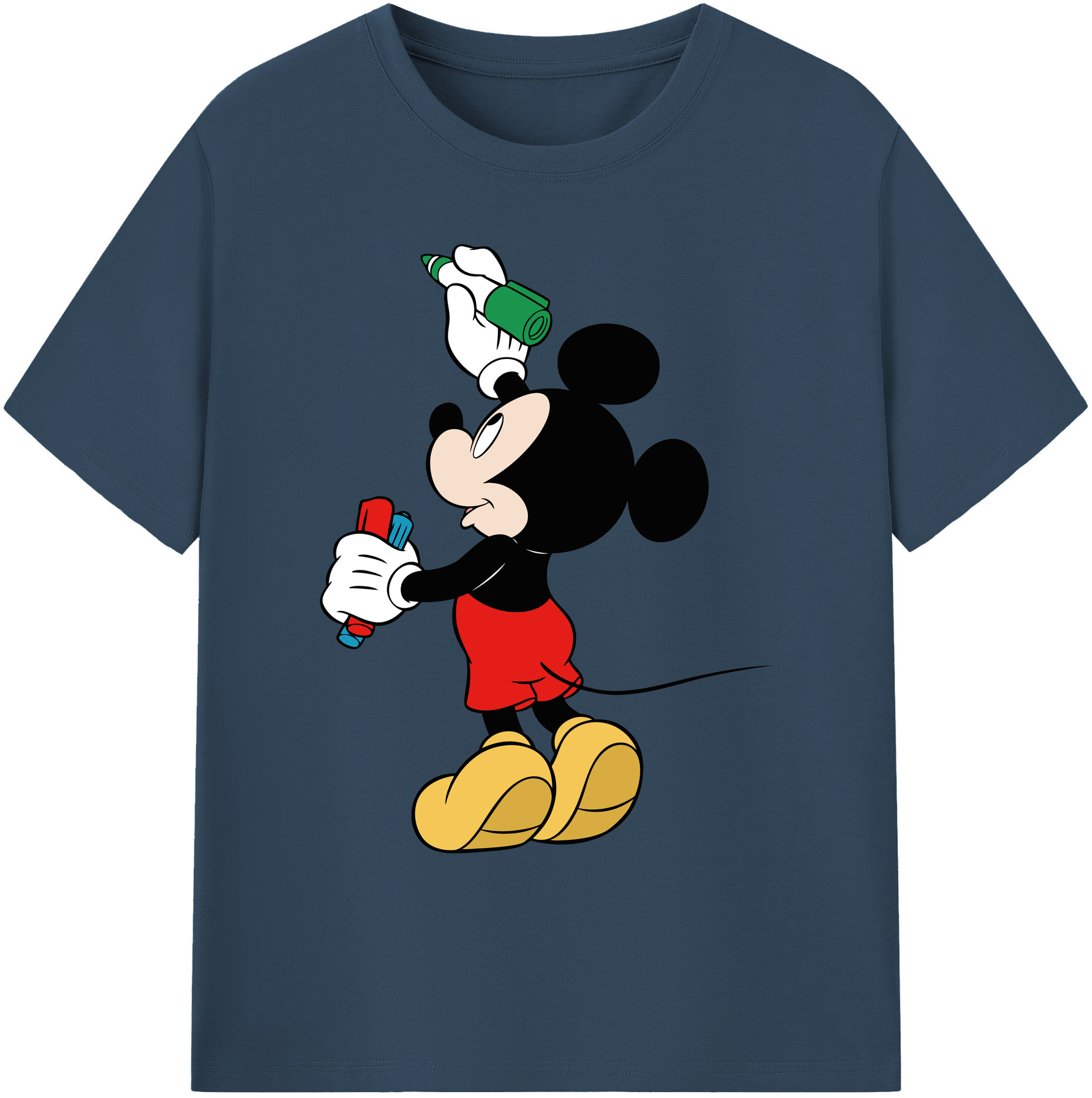 ミッキーマウス Mickey Mouse 綿100％ メンズ半袖Tシャツ｜肌触りやわらか＆通気性