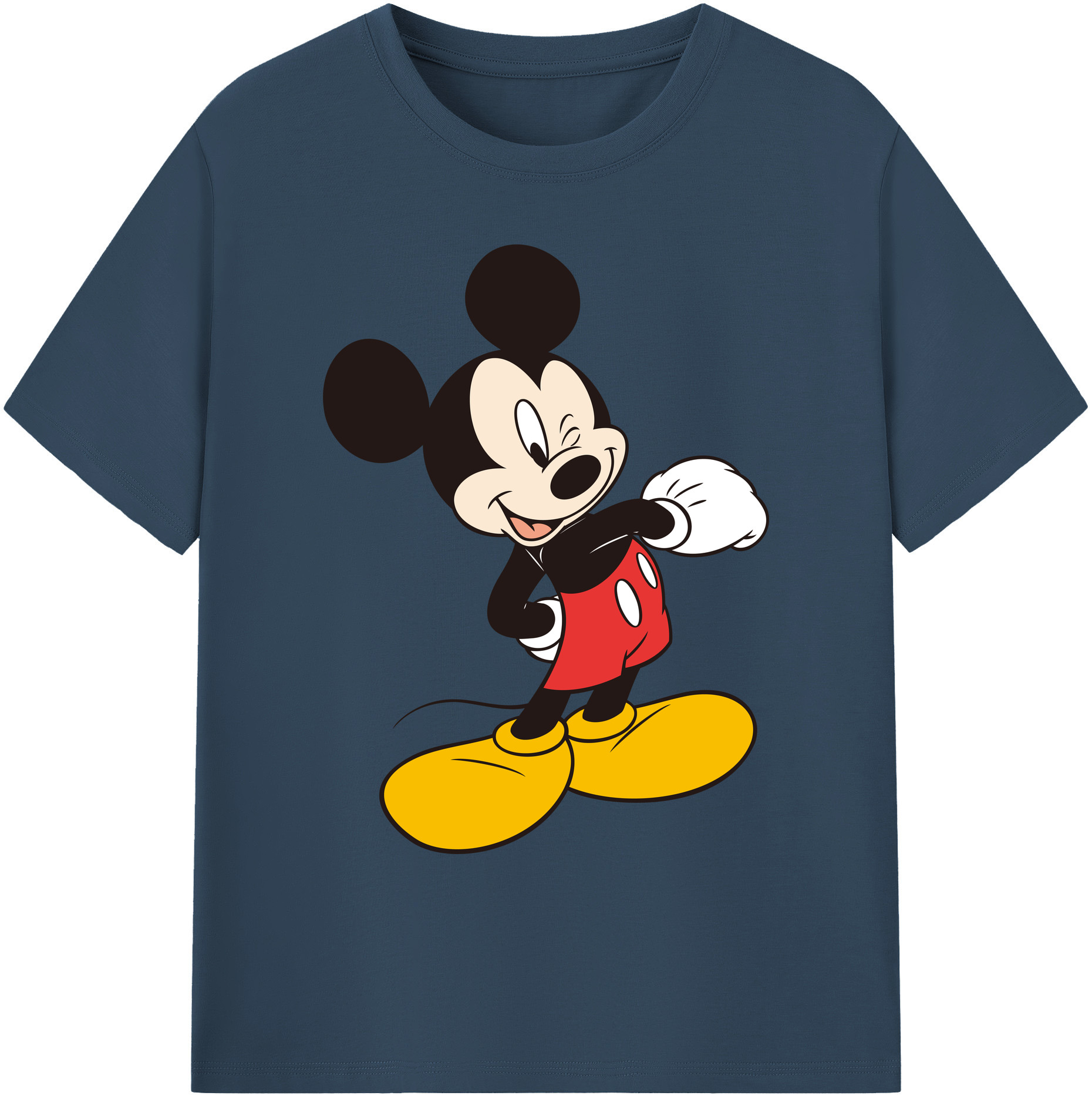 ミッキーマウス Mickey Mouse 綿100％ メンズ半袖Tシャツ｜肌触りやわらか＆通気性