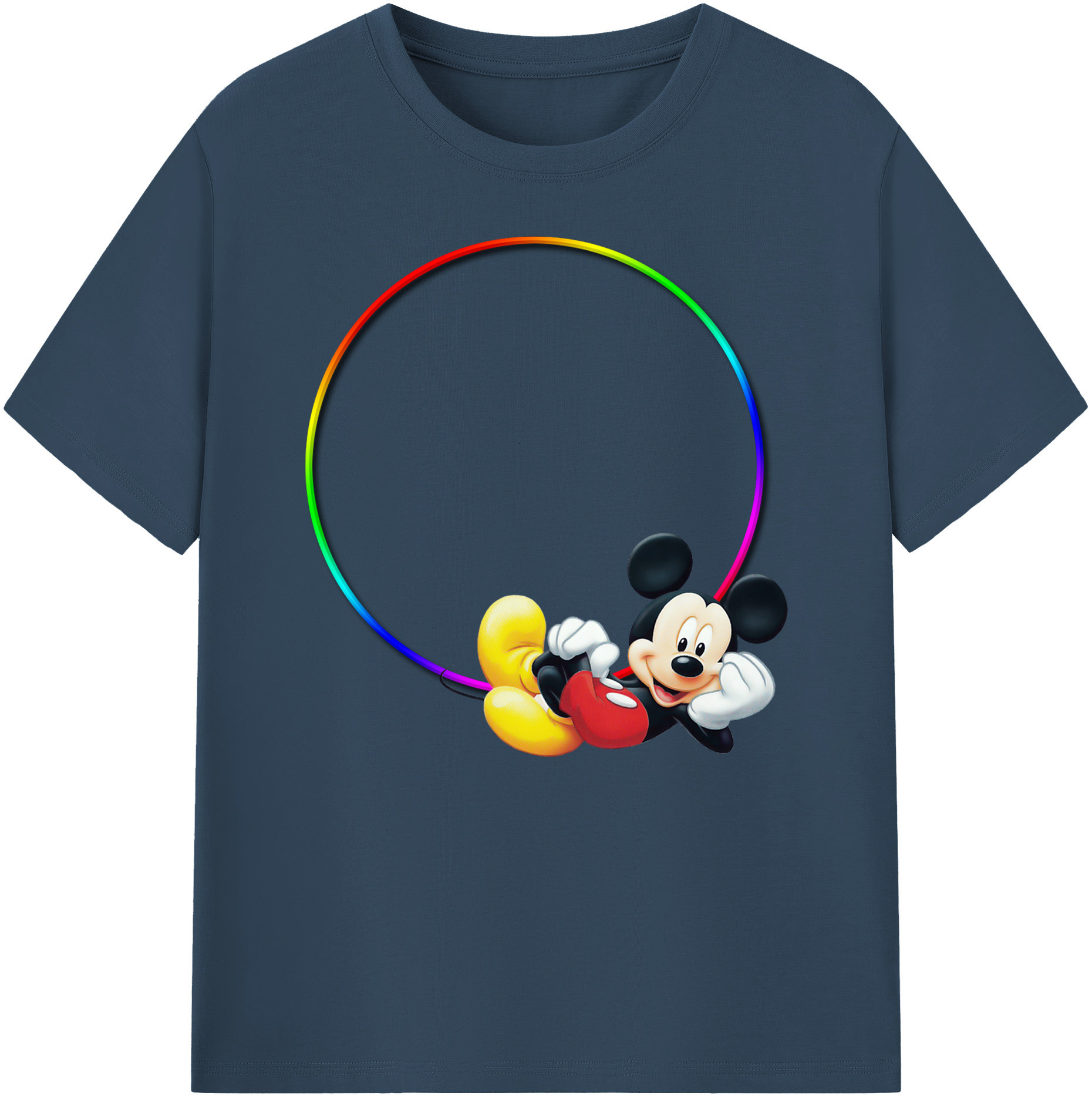 ミッキーマウス Mickey Mouse 綿100％ メンズ半袖Tシャツ｜肌触りやわらか＆通気性
