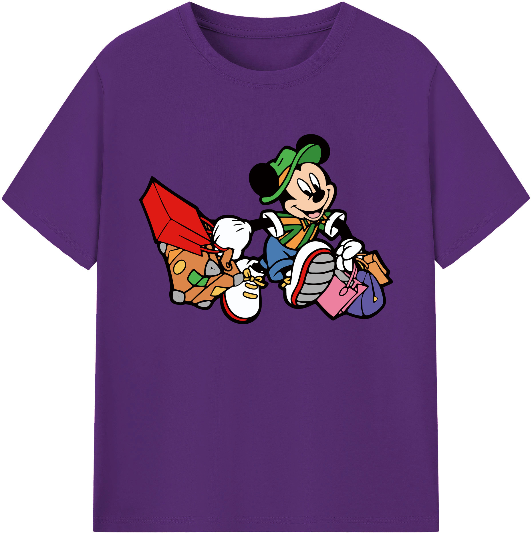 ミッキーマウス Mickey Mouse 綿100％ メンズ半袖Tシャツ｜肌触りやわらか＆通気性