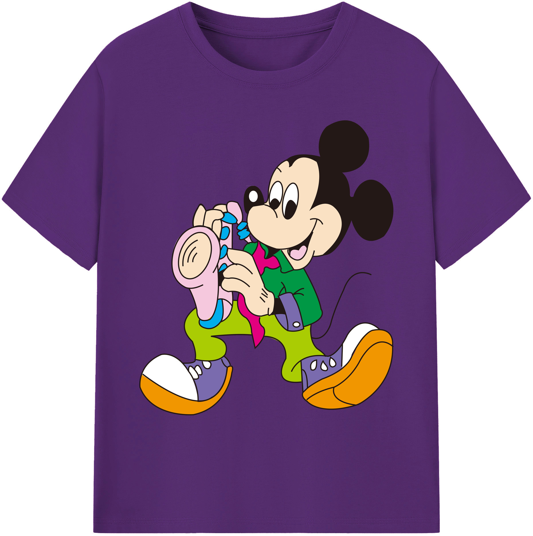 ミッキーマウス Mickey Mouse 綿100％ メンズ半袖Tシャツ｜肌触りやわらか＆通気性