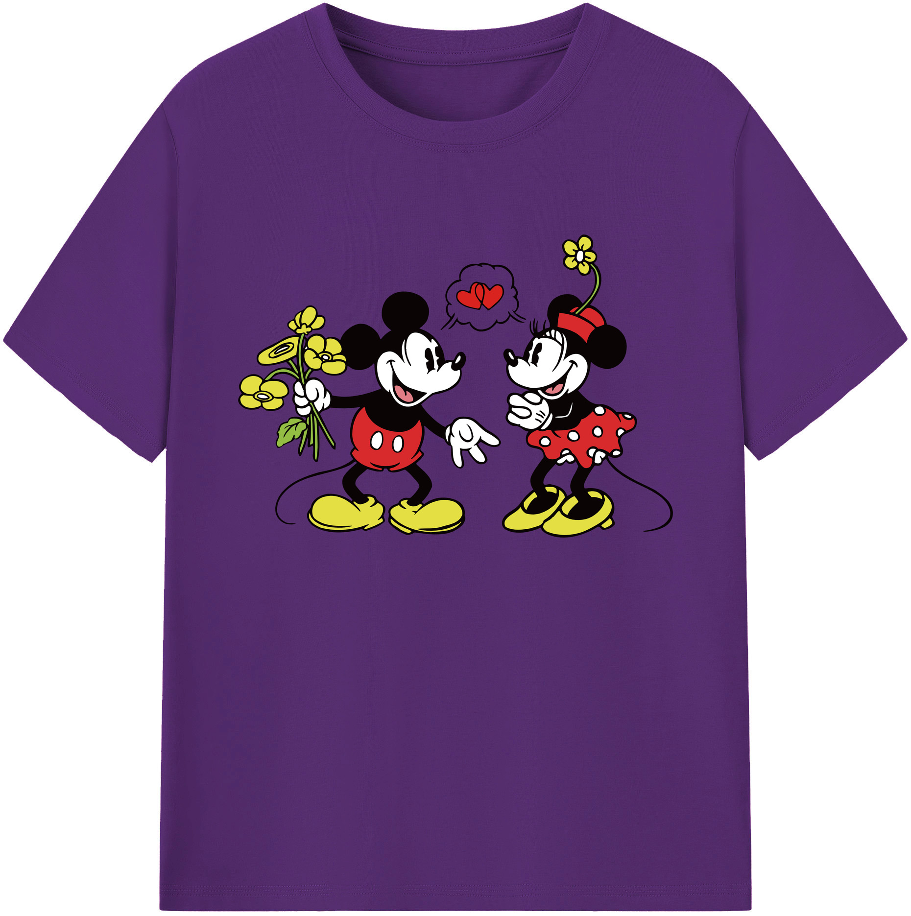 ミッキーマウス Mickey Mouse 綿100％ メンズ半袖Tシャツ｜肌触りやわらか＆通気性